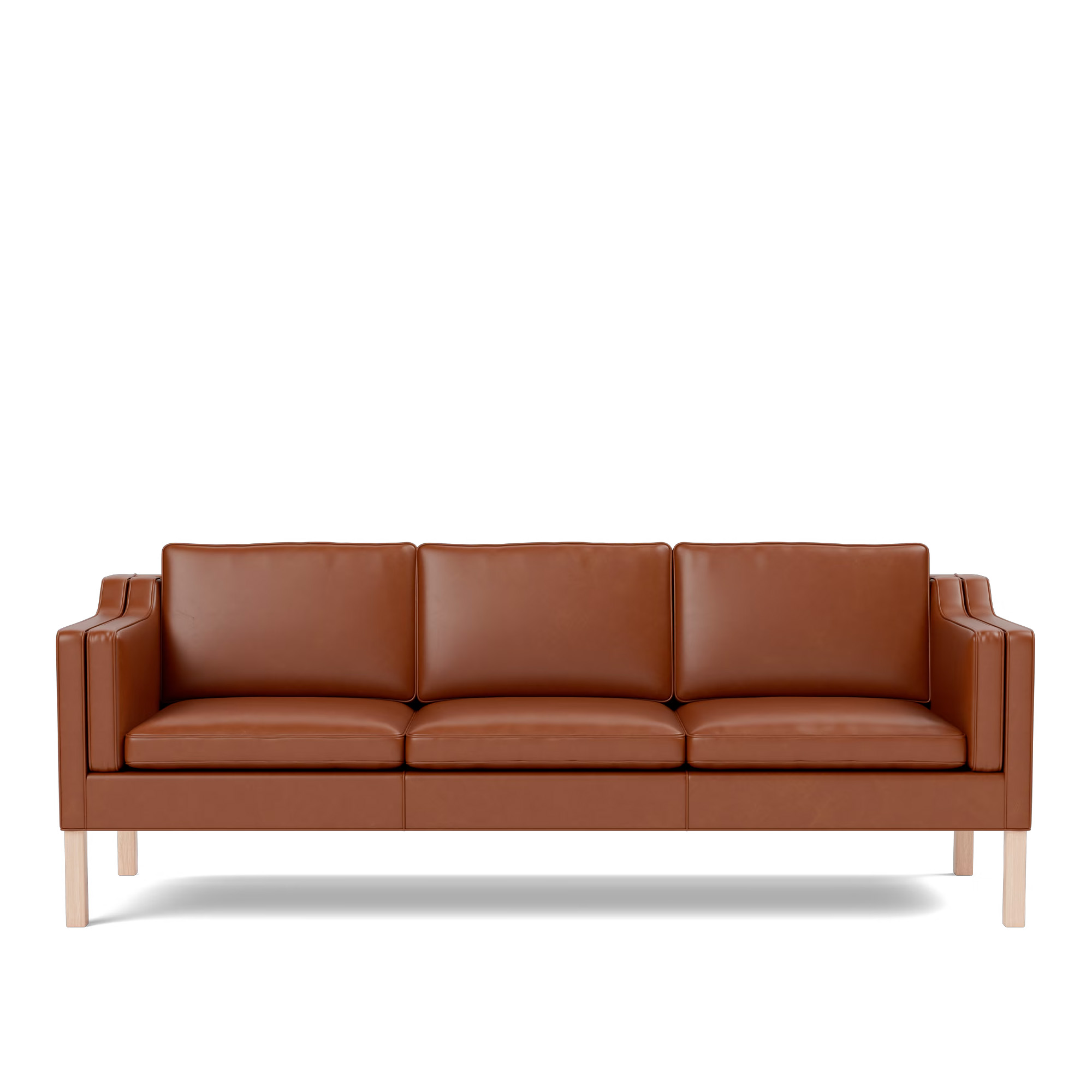 Fredericia Furniture - BM 2213 Sofa - 3 seater - 221 cm - Oak light oil - Leather Cera 905 - Russet brown - Soffor - Børge Mogensen - Brun - Läder