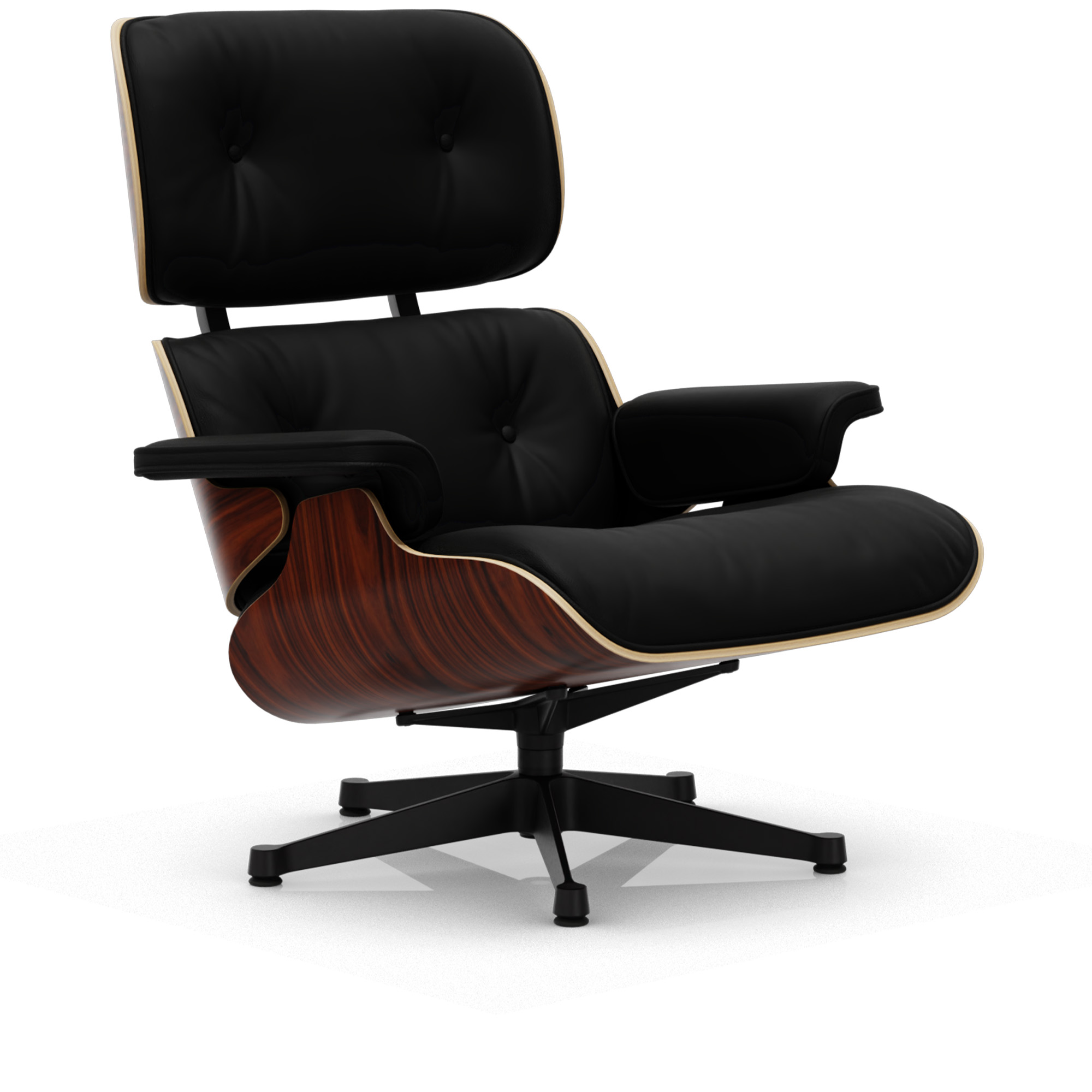 Vitra - Eames Lounge Chair Santos Palisander Leather Natural Nero 66 Deep Black - Fåtöljer - Charles & Ray Eames - Läder/Metall/Trä | Möbler - Fåtöljer Och Puffar - Fåtöljer | Möbelexperten