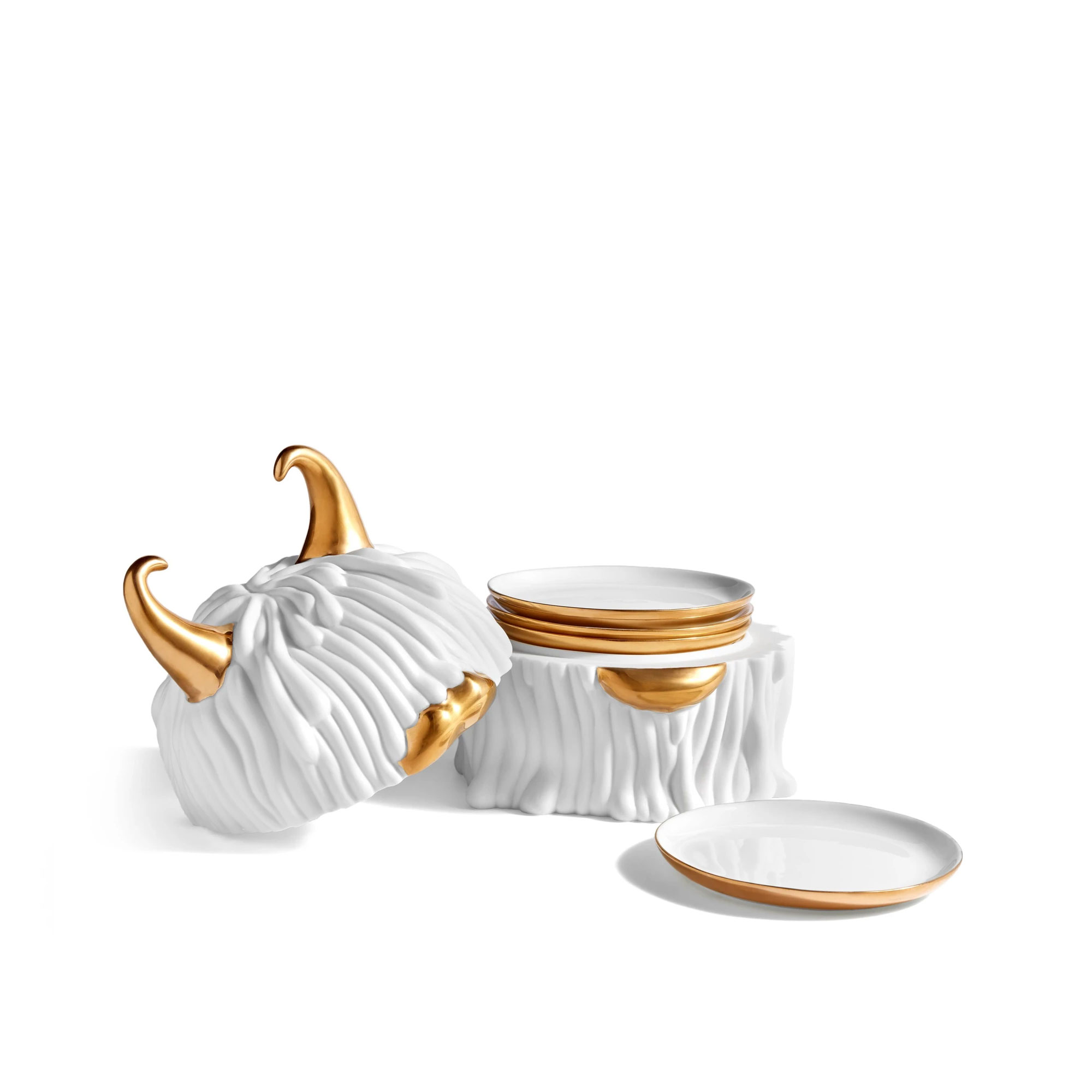 L'Objet - Haas Brothers Lynda Box + Plates (Set of 4) - White - Prydnadsföremål - Haas Brothers - Vit