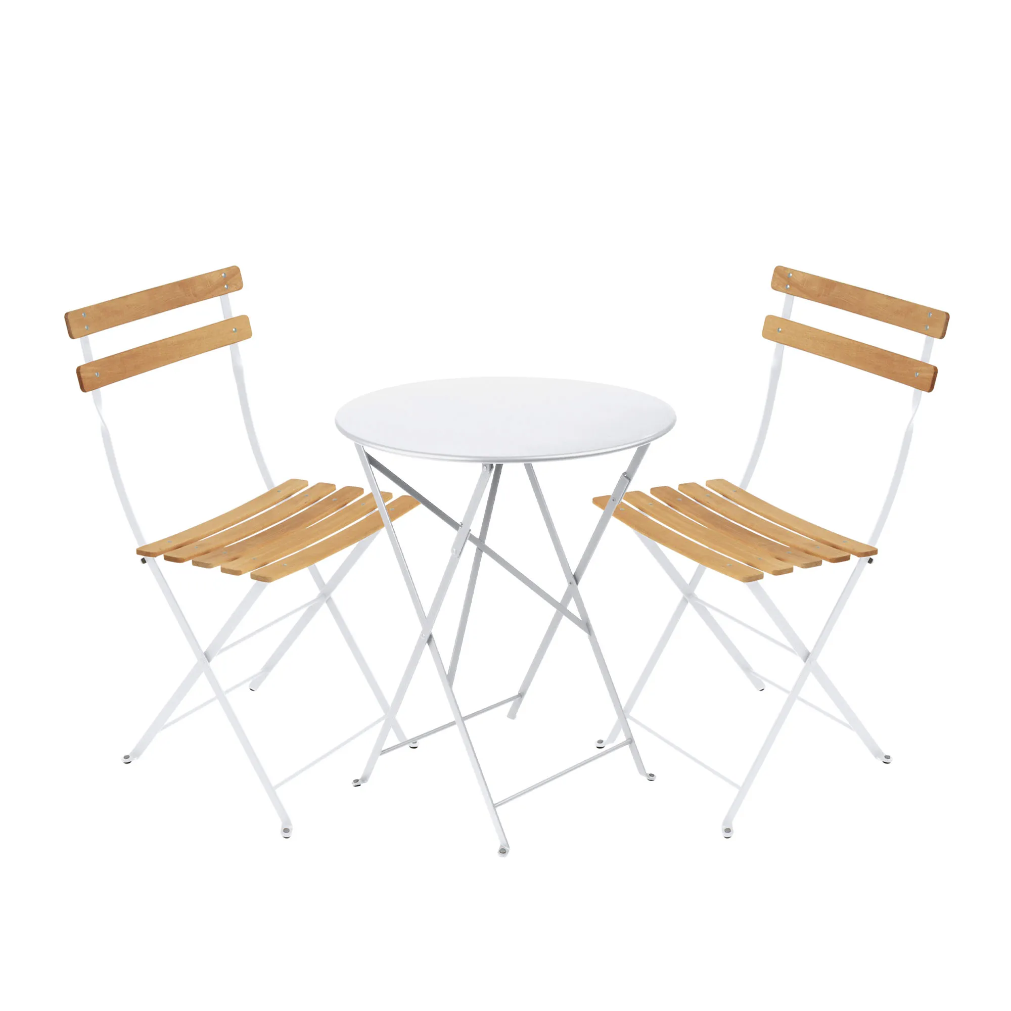 Bistro matgrupp Ø60cm & 2 trä stolar