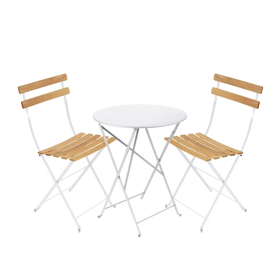 Bistro matgrupp Ø60cm & 2 trä stolar