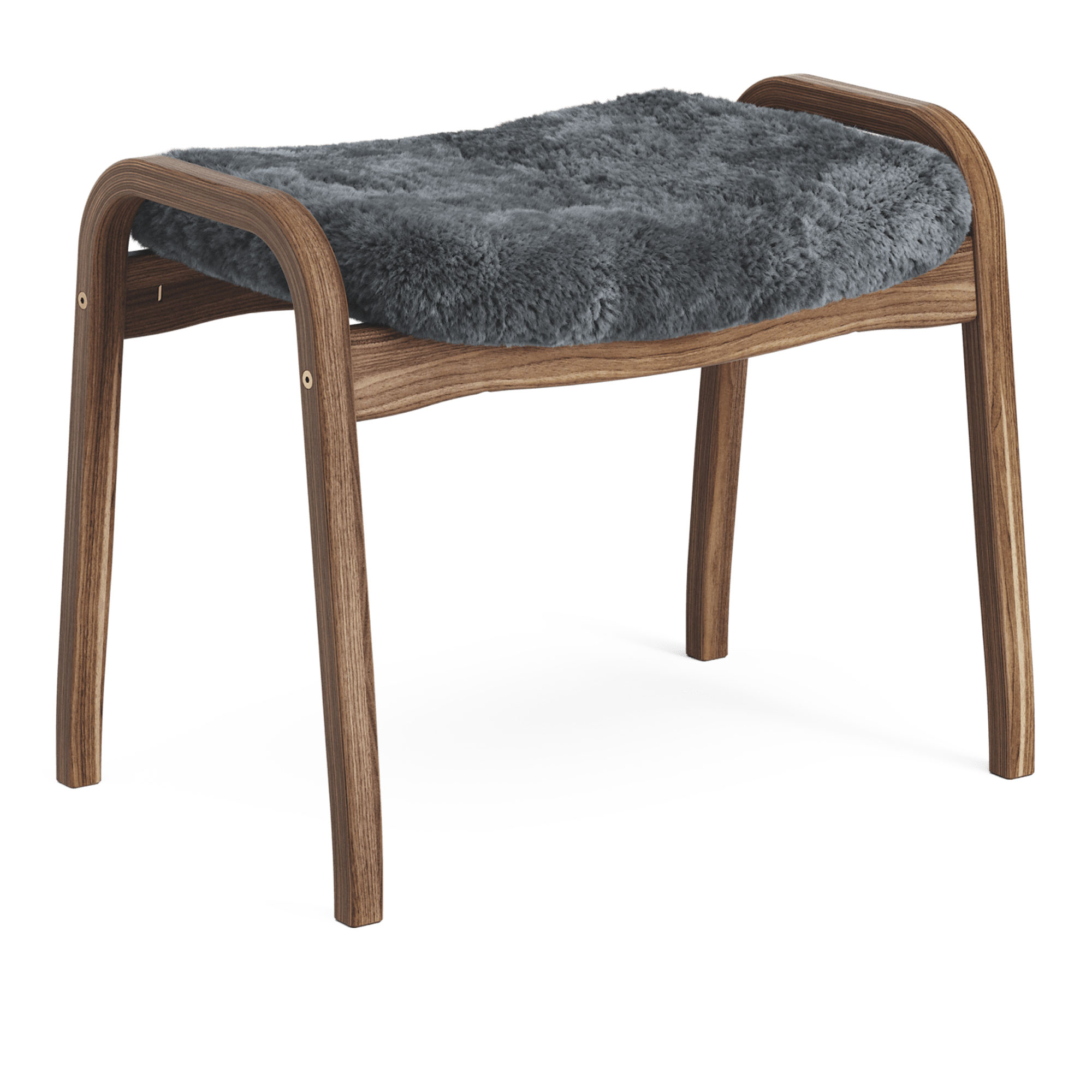 Swedese - Lamino fotpall naturlackad valnöt/fårskinn charcoal - Fotpallar - Yngve Ekström - Grå - Trä/Ull