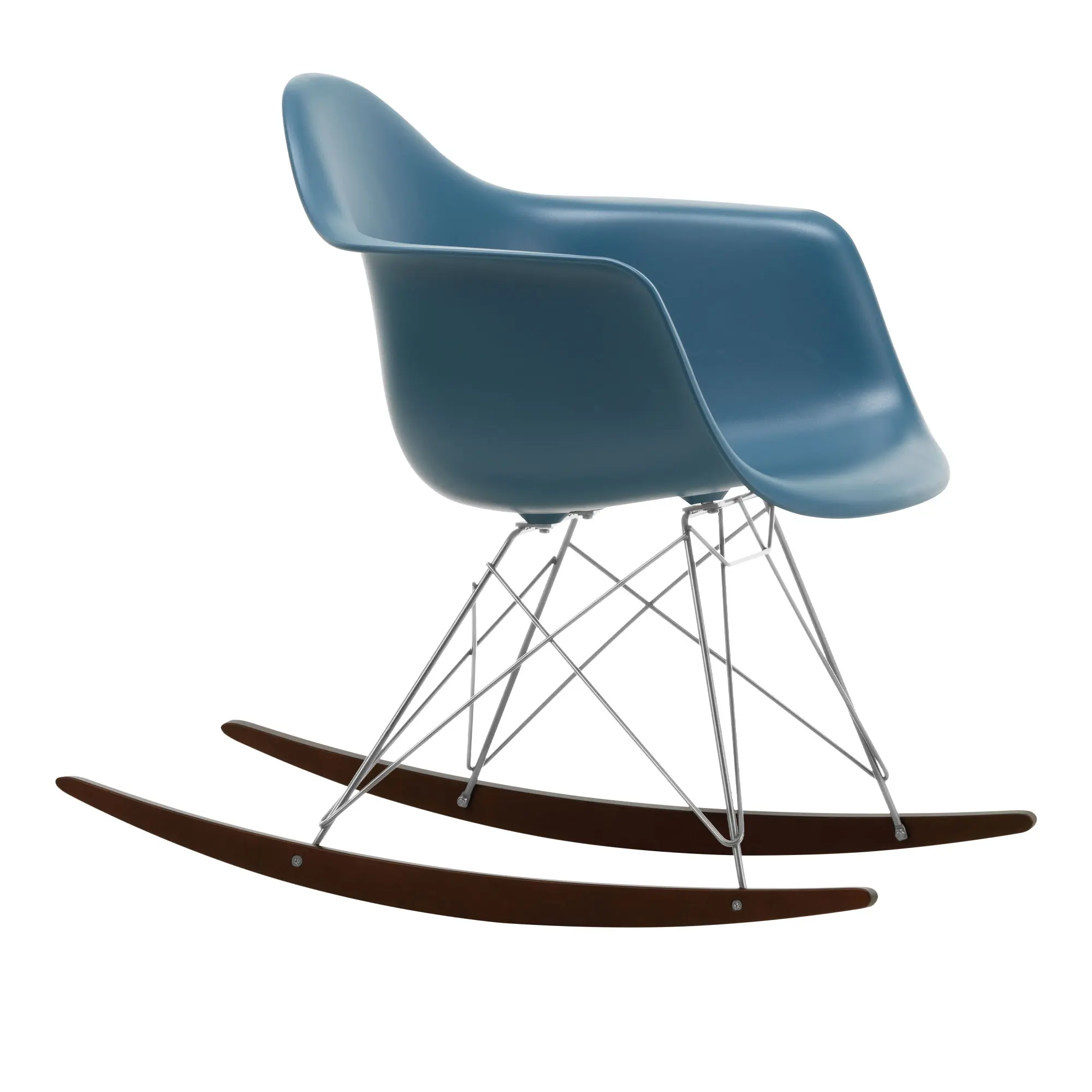 Eames RE Plastic Armchair RAR gyngestol Chrome/Dark Maple