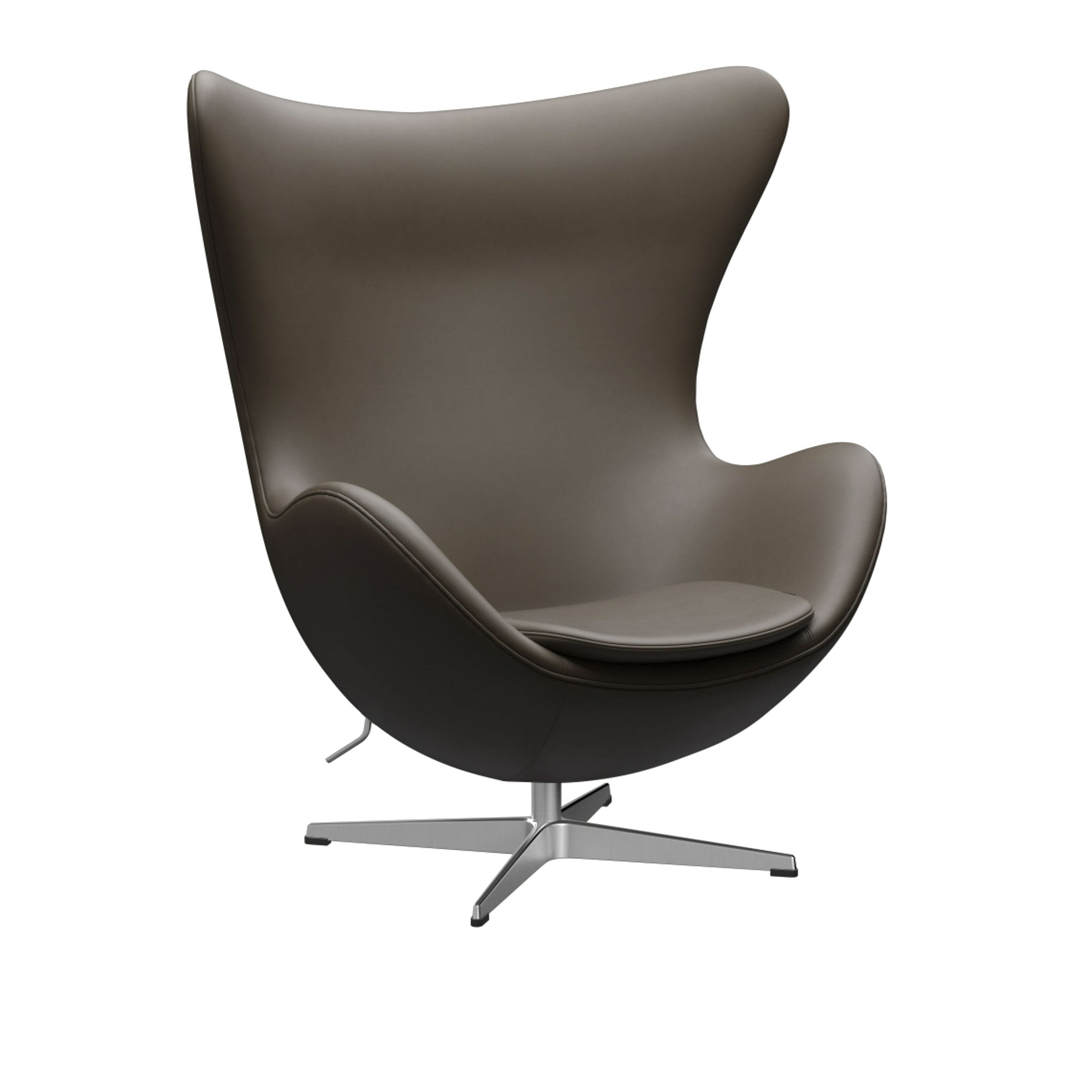 Fritz Hansen - 3316 Ägget Leather Essential - Stone Satin Polished Aluminium - Fåtöljer - Arne Jacobsen - Läder/Metall/Skum | Möbler - Fåtöljer Och Puffar - Fåtöljer | Möbelexperten