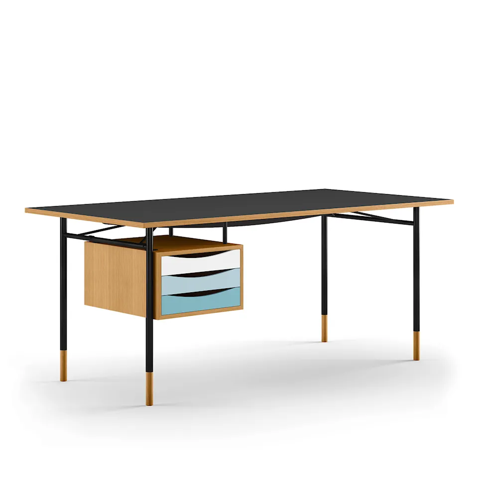 Nyhavn skrivbord 170 cm Cold med lådor Black