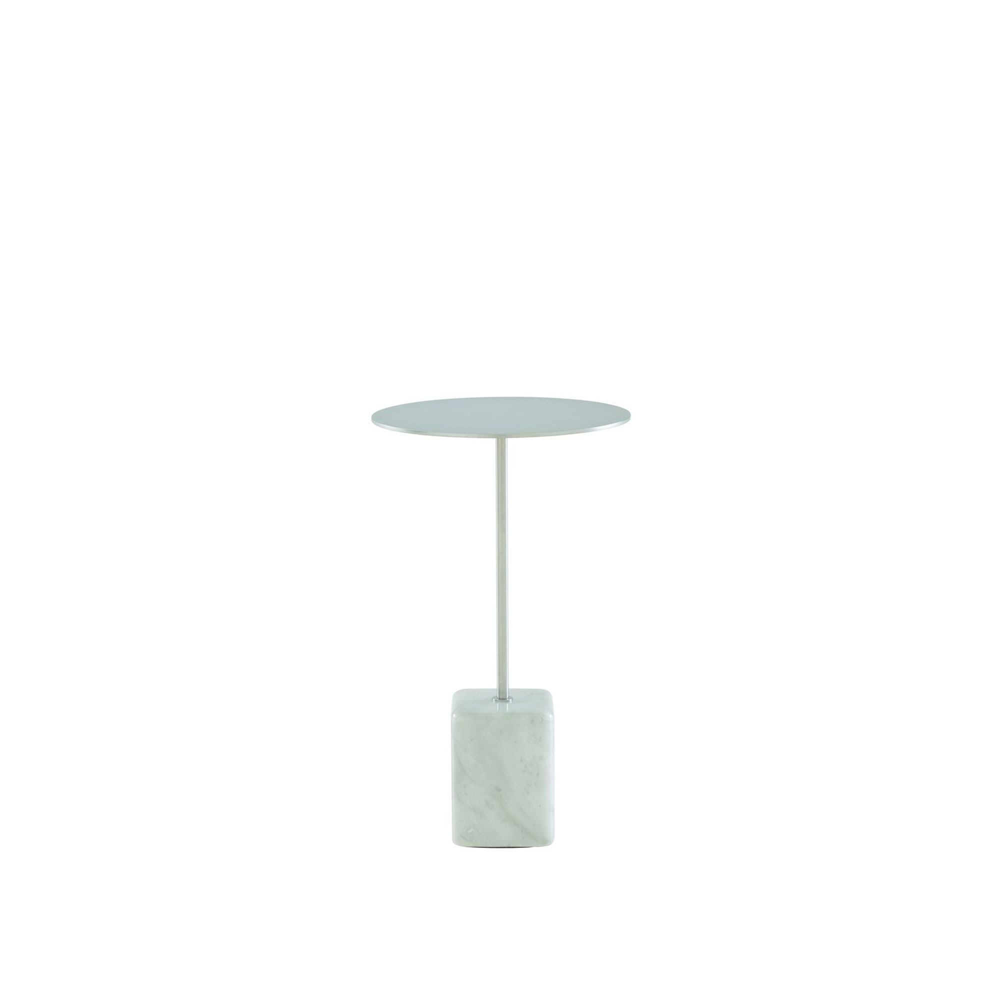 Ligne Roset - Cupidon Occasional Table Round, Matt Chromed Steel, White Carrara Marble - Småbord & sidobord - Noé Duchaufour-Lawrance - Silver - Metall/Sten