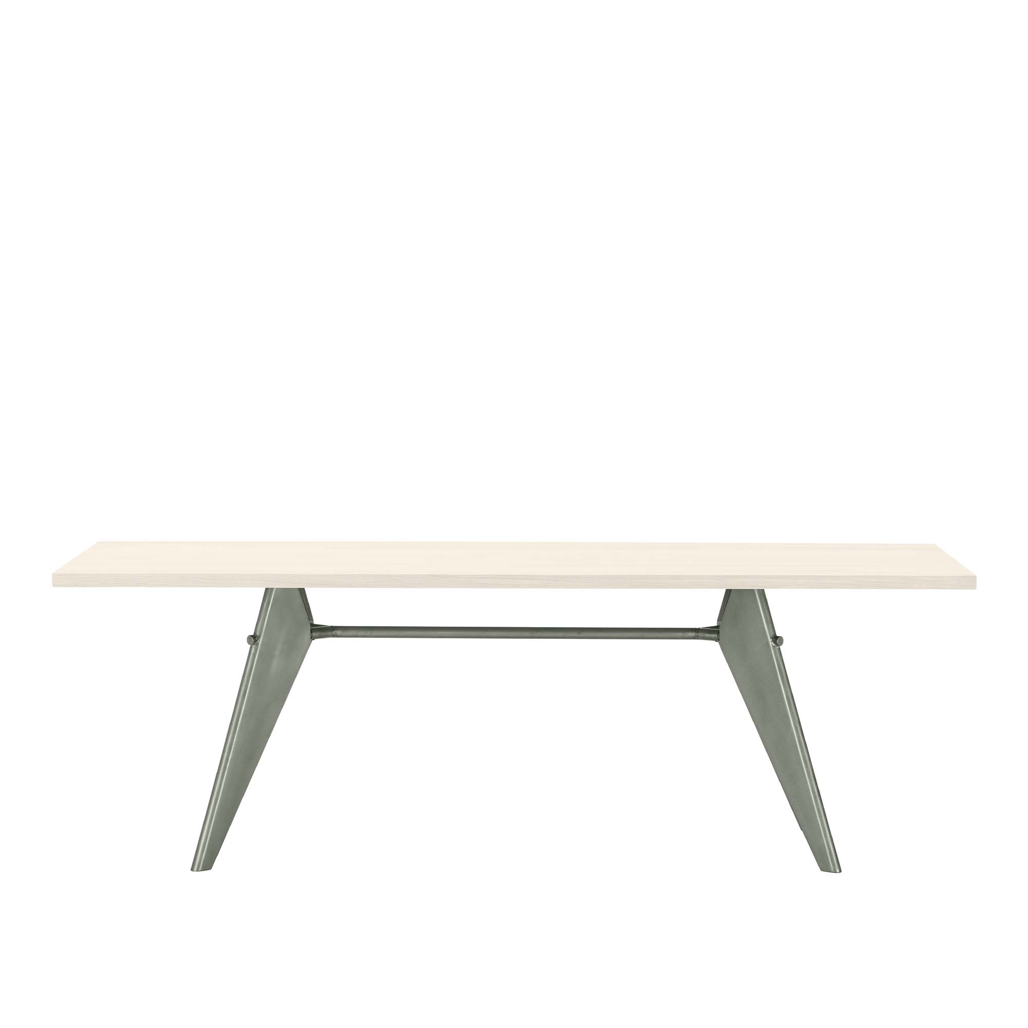 Vitra - EM Table 240, Base Prouvé Gris Vermeer - Laminate, Ivory - Matbord - Jean Prouvé - Grön,Vit - Metall/Trä