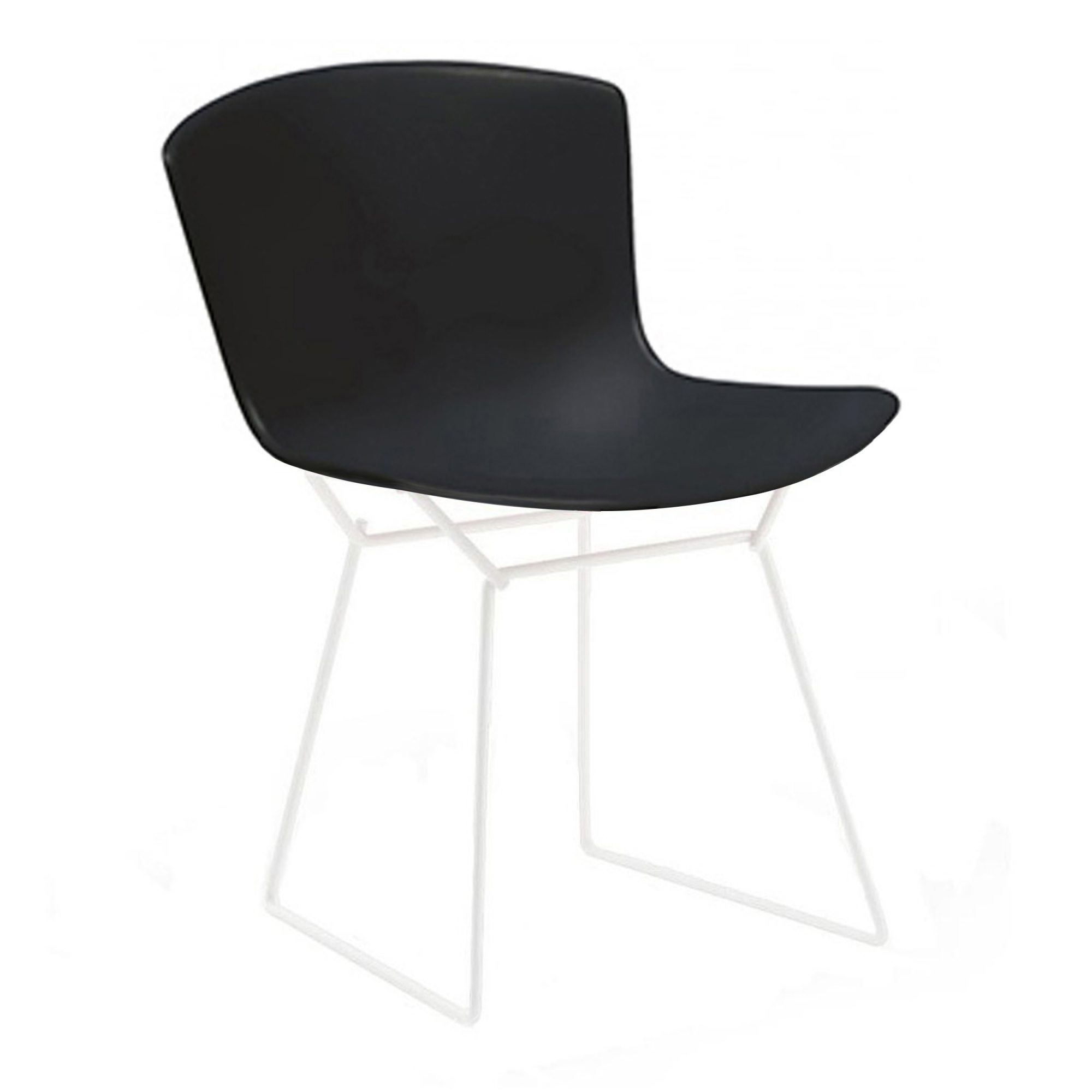 Knoll - Bertoia Plastic Side Chair, Vitt underrede, Svart sits - Matstolar - Harry Bertoia - Svart - Metall/Plast