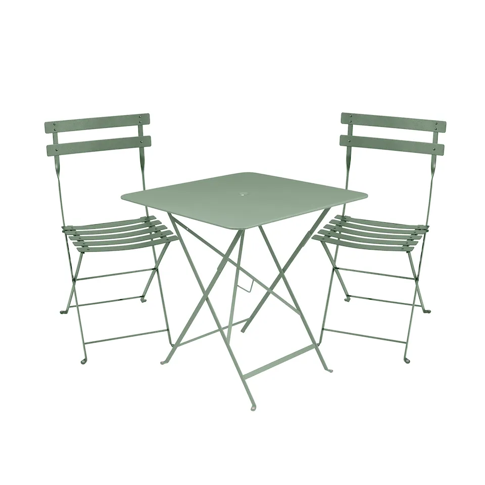 Bistro matgrupp bord 71cm & 2 metall stolar