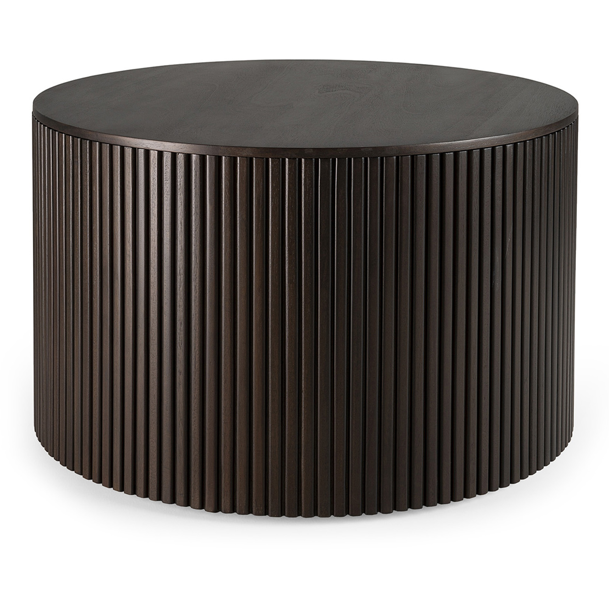 Ethnicraft - Roller Max Coffee Table - Varnished Mahogany - Dark Brown - Round - Removable Cover -60 x 60 cm - Soffbord - Alain Van Havre - Brun - Trä