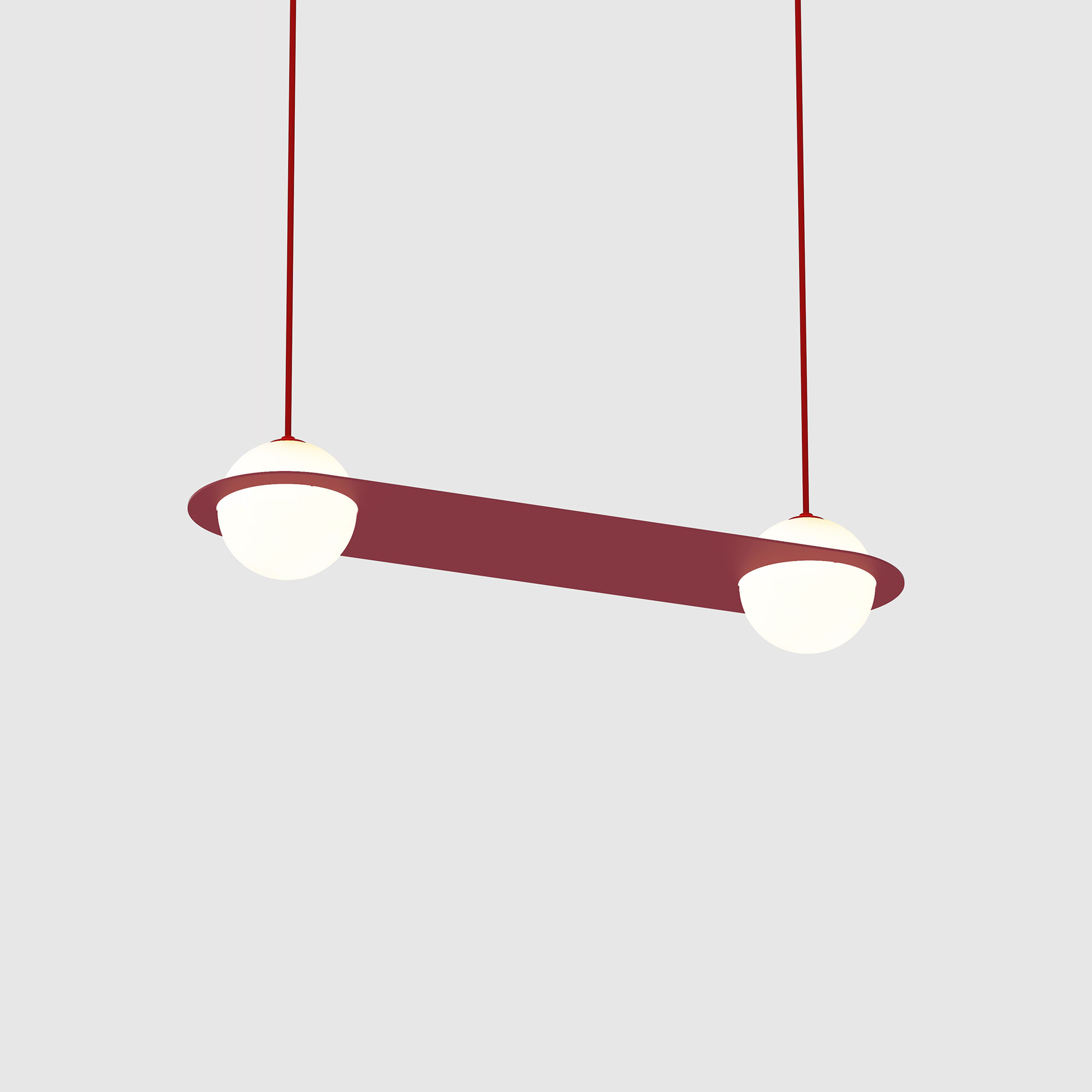 Lambert & Fils - Laurent 03, Parallel, Burgundy frame, Burgundy wires, Black canopy - Pendellampor - Lila