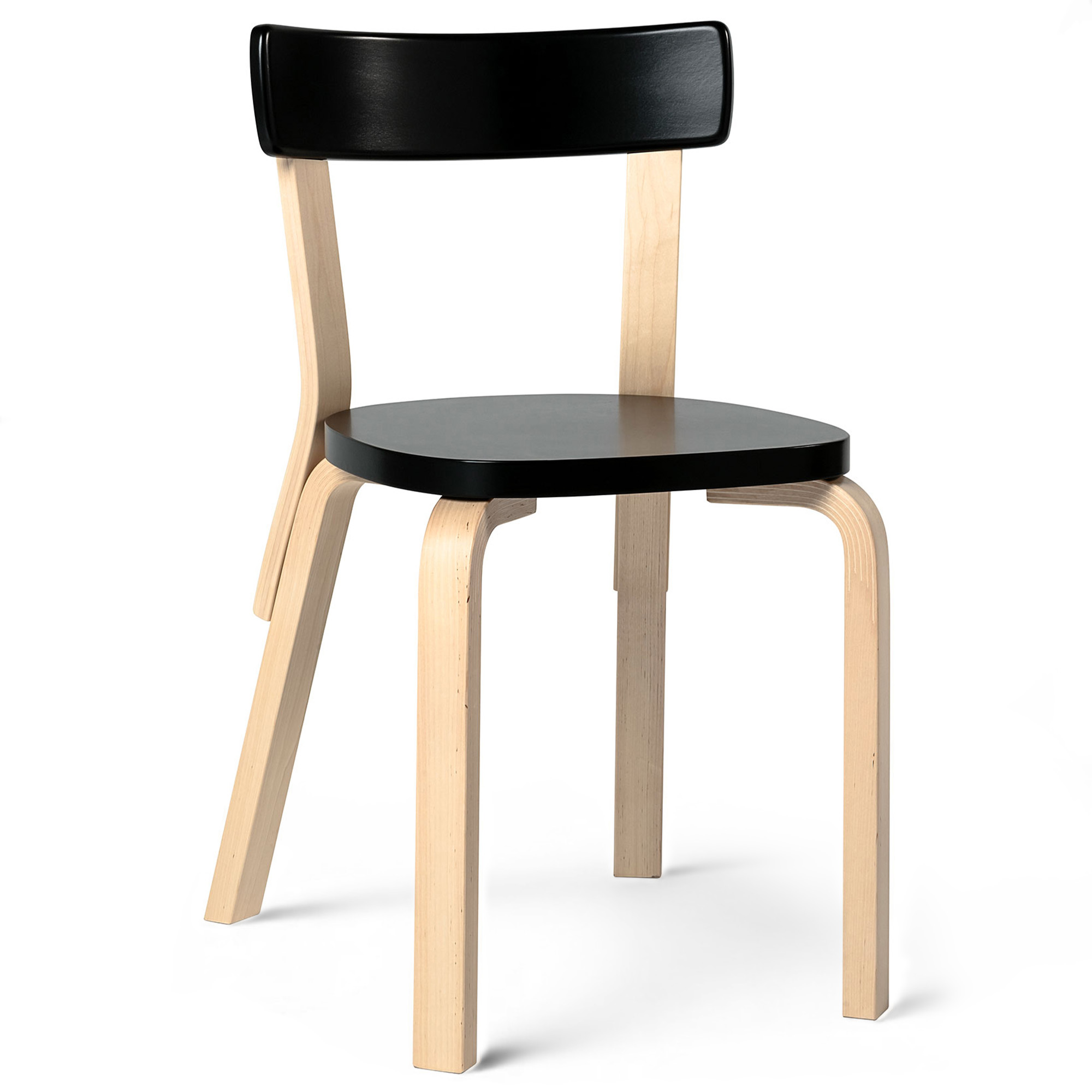Artek - Stol 69, Klarlackade ben, Svartlackad sits - Matstolar - Alvar Aalto - Svart - Trä | Möbler - Stolar Och Pallar - Matstolar | Möbelexperten