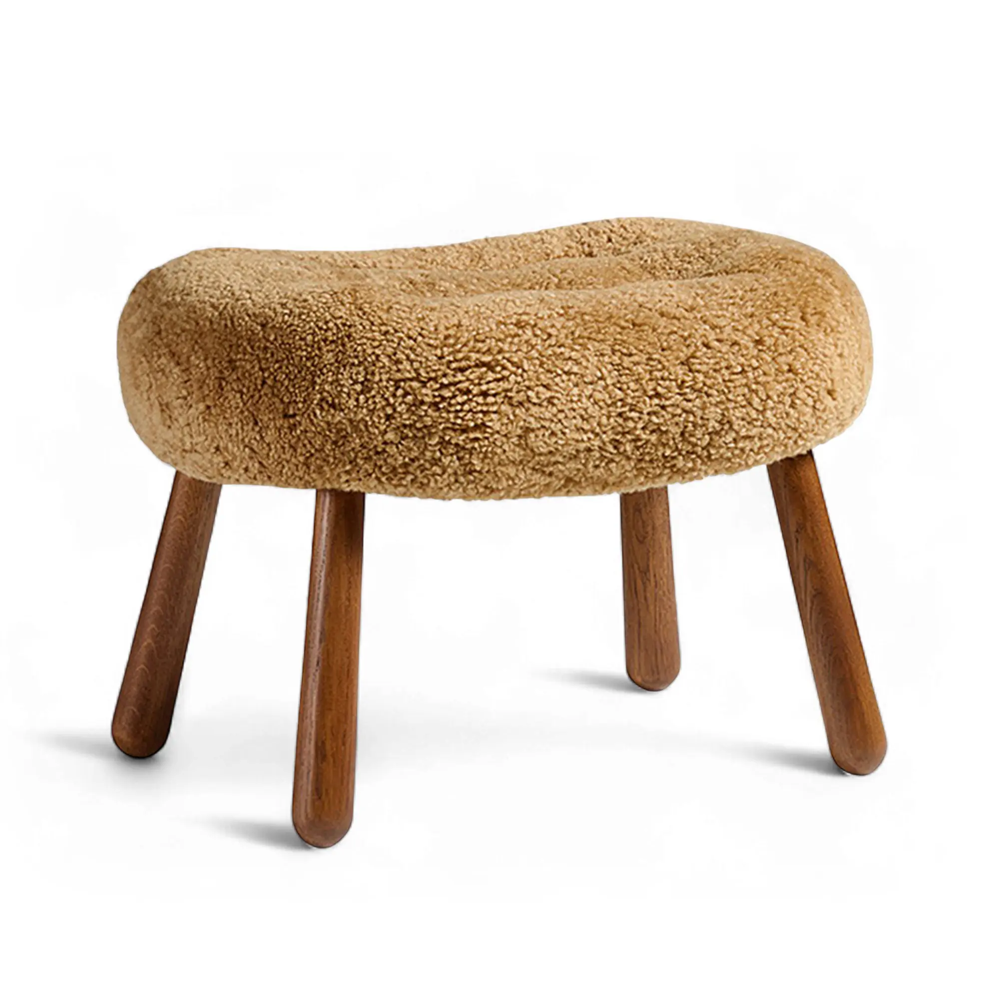 Clam Stool Sheepskin Maple Fumed Oak