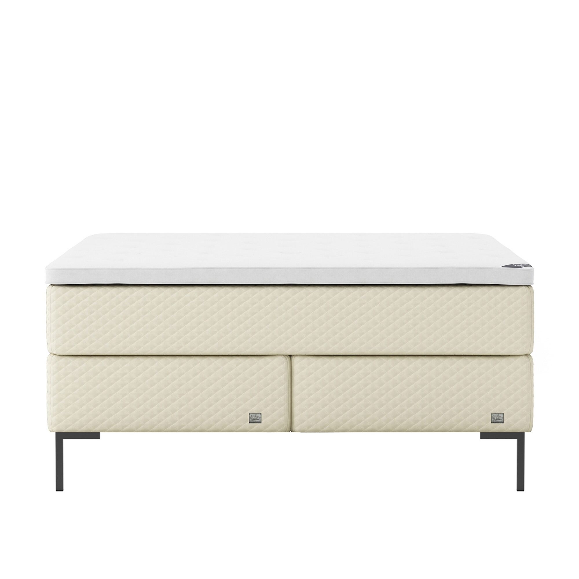 Englesson - Impression Kontinental Medium/Firm 160Wx210L Pearl Dubbels&auml;ng, S&auml;ngben Metall Svarta 19 cm, B&auml;ddmadrass Superior - S&auml;ngar - Beige