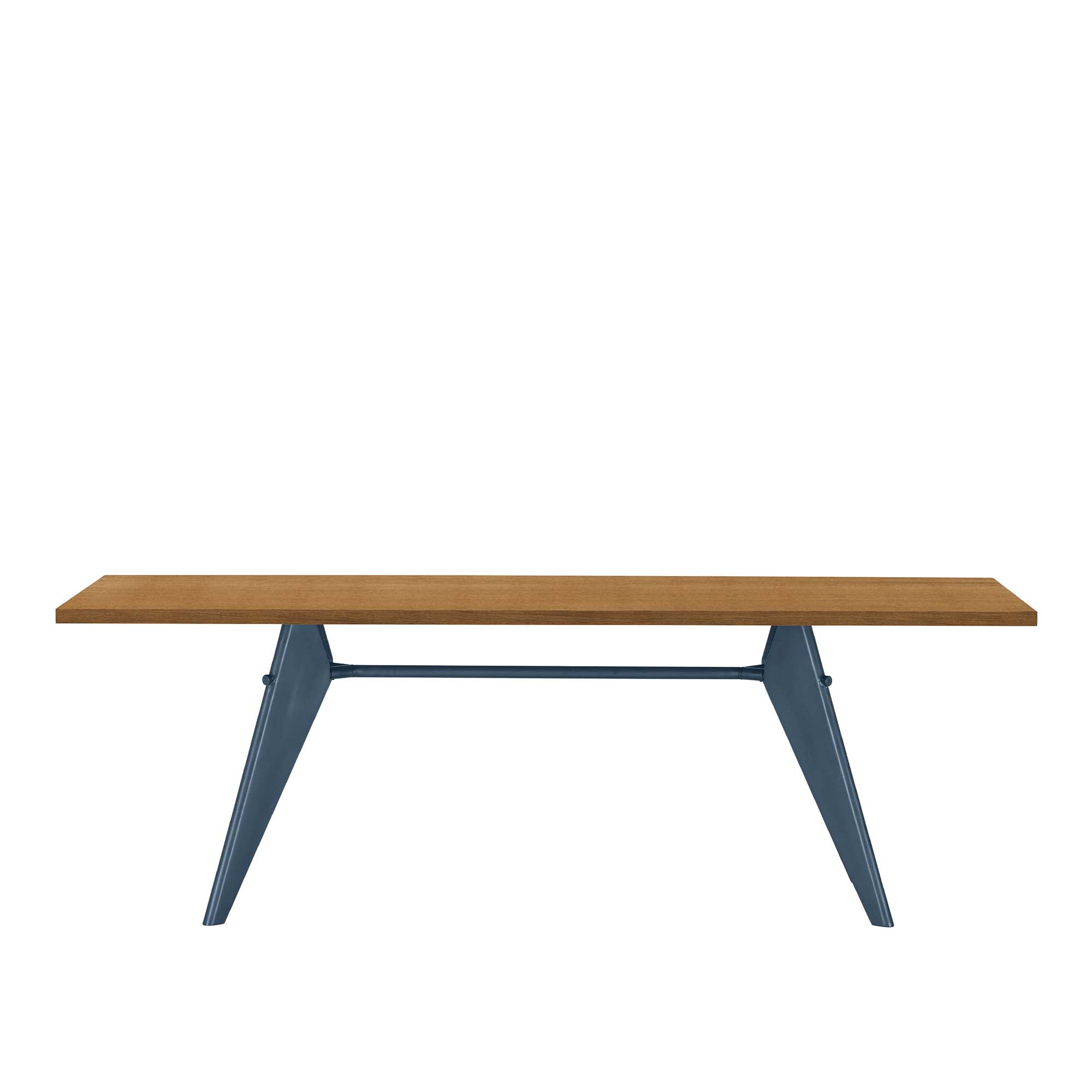 Vitra - EM Table 220, Base Prouvé Bleu Dynastie - Natural Solid Oak - Matbord - Jean Prouvé - Träfärgad,Blå - Metall/Trä