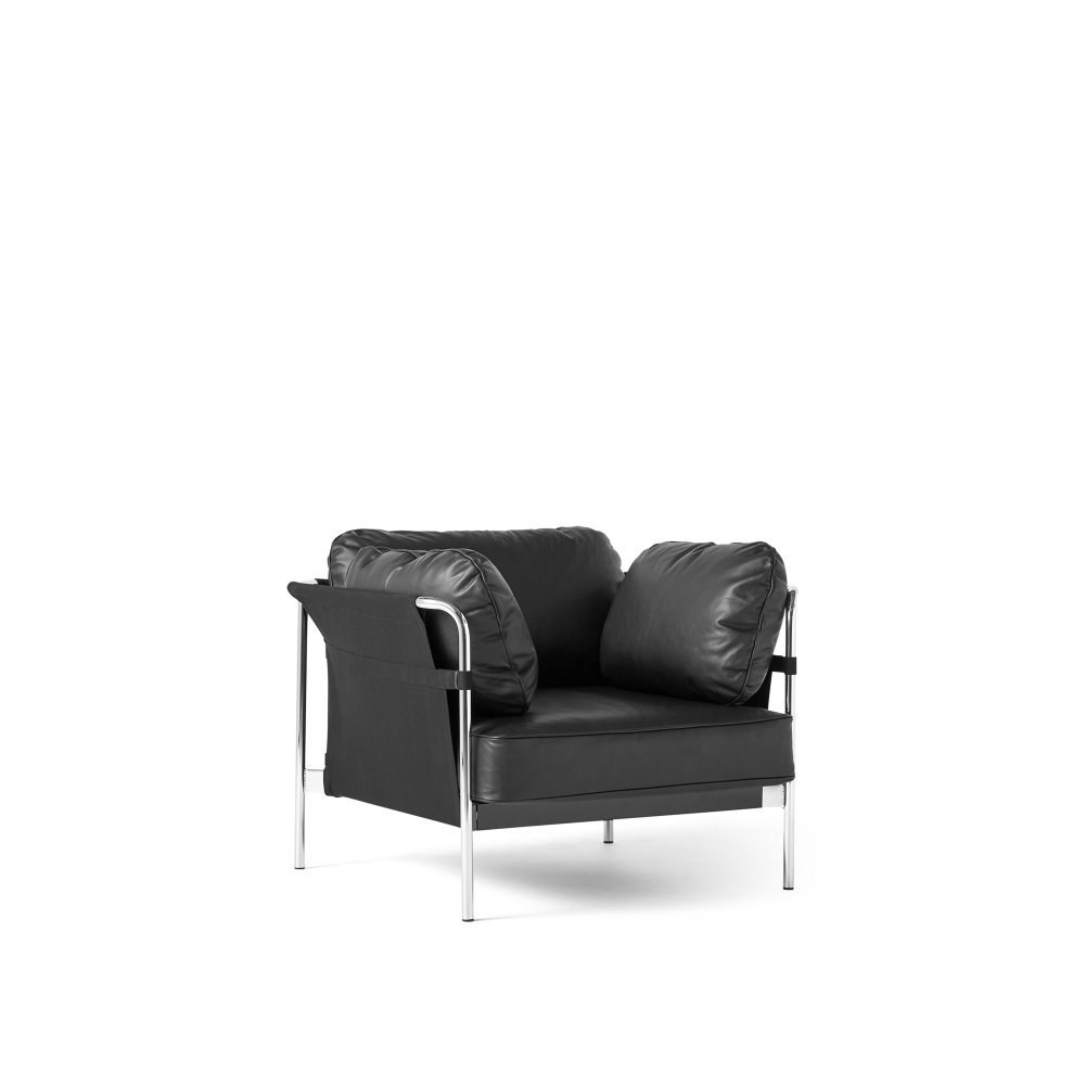 HAY - Can 1 Seater - Chrome Base - Black Canvas - Cat.6 - Sense Black - Fåtöljer - Ronan & Erwan Bouroullec - Silver - Metall/Textilmaterial