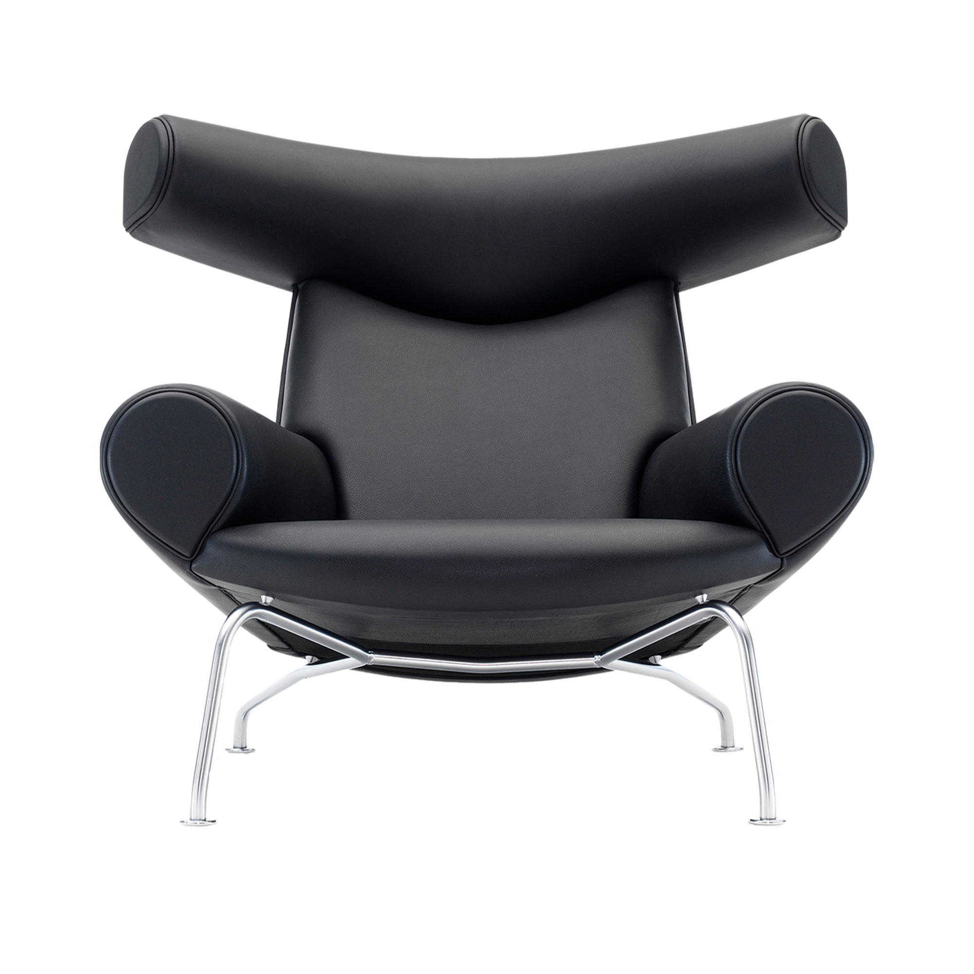 Fredericia Furniture - Wegner Ox Chair, Chrome, Leather Cat. 3 Max 98 Black - Fåtöljer - Hans J. Wegner - Svart - Läder/Metall | Möbler - Fåtöljer Och Puffar - Fåtöljer | Möbelexperten
