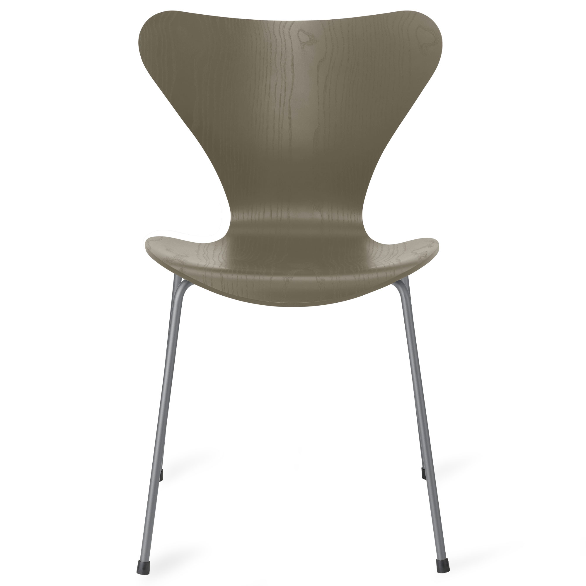 Fritz Hansen - Sjuan 3107 stol f&auml;rgad askfan&eacute;r silver grey / olive green - Matstolar - Arne Jacobsen - Gr&ouml;n - Metall/Tr&auml;