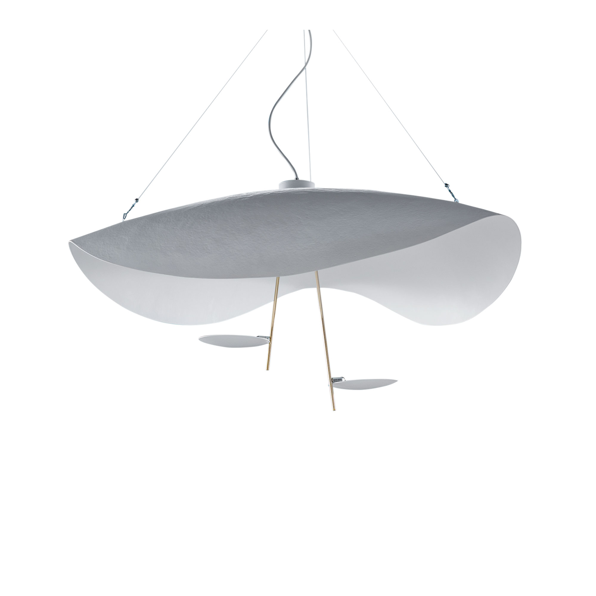 Catellani & Smith - Lederam Manta S2, Vit/Guld/Borstad - Pendellampor - Enzo Catellani - Guld,Vit