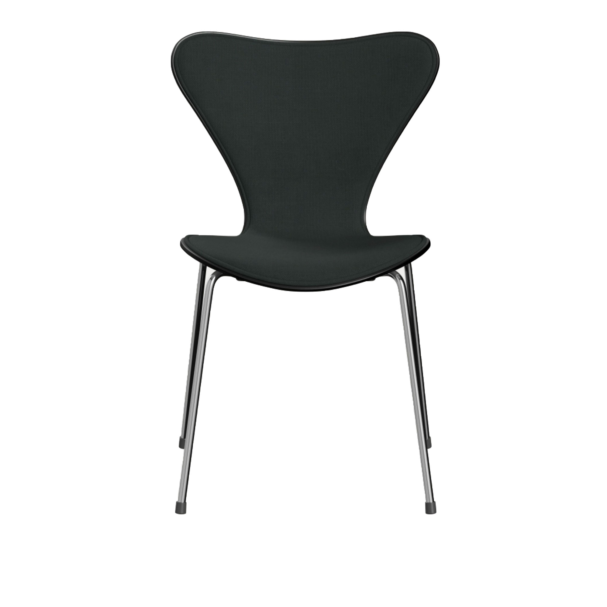 Fritz Hansen - 3107 Sjuan - Framsidesklädd, Black, Tyg, Steelcut 180 - Matstolar - designer_arne_jacobsen - Grön - Metall/Trä/Textilmaterial