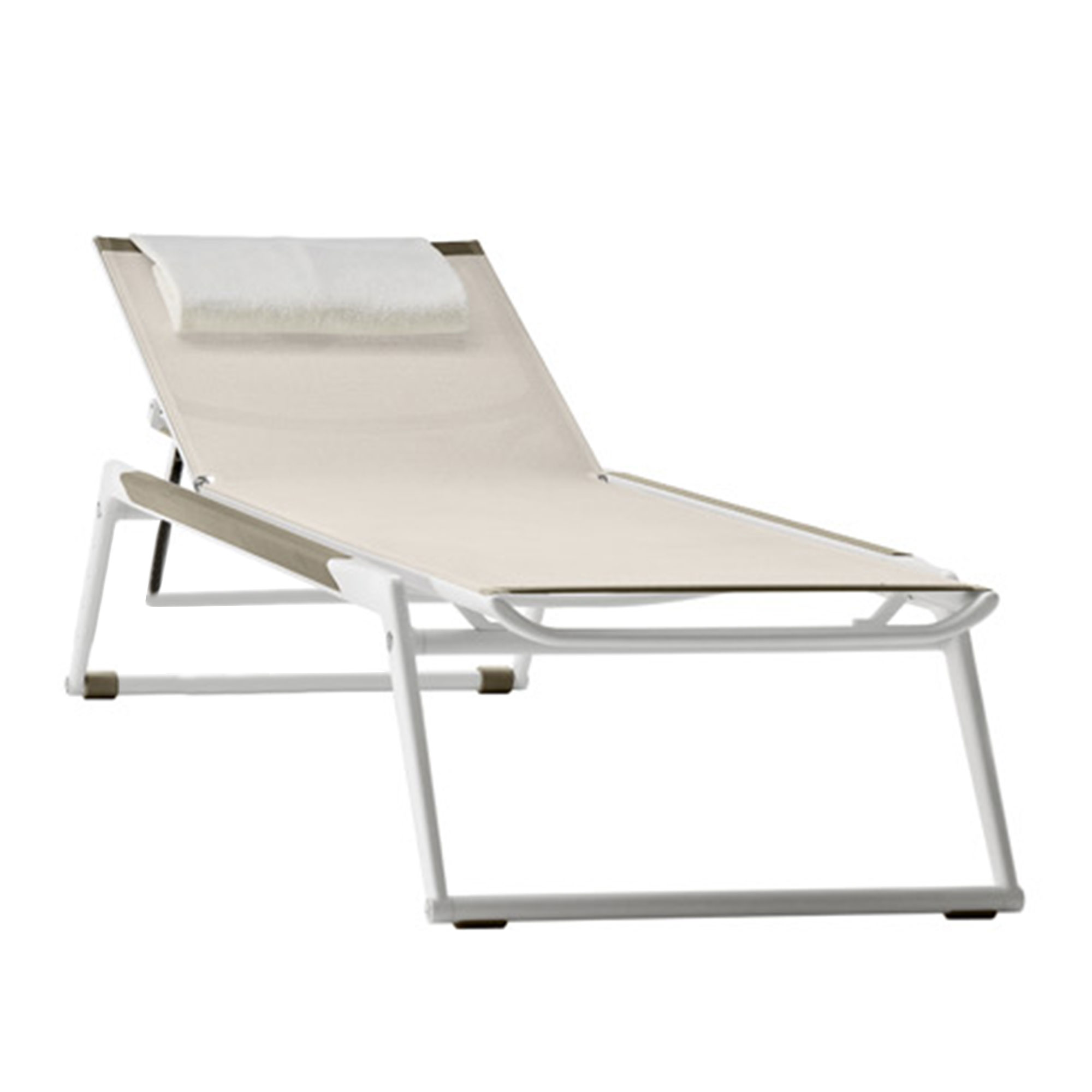 B&B Italia - Mirto Outdoor Chaise Longue MI200CL, White Painted, Tortora Edge, Tortora Stige Fabric - Solstolar & solsängar - Antonio Citterio - Metall