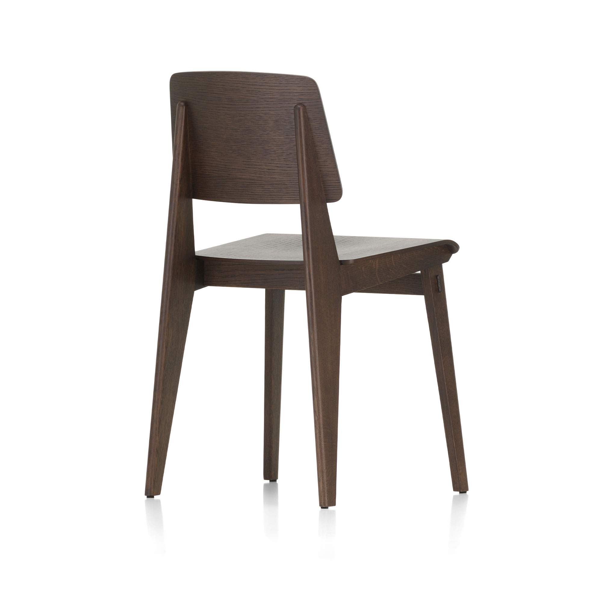 Vitra - Chaise Tout Bois Dark Oak, Felt Glides For Hard Floor - Matstolar - Jean Prouvé - Träfärgad - Trä