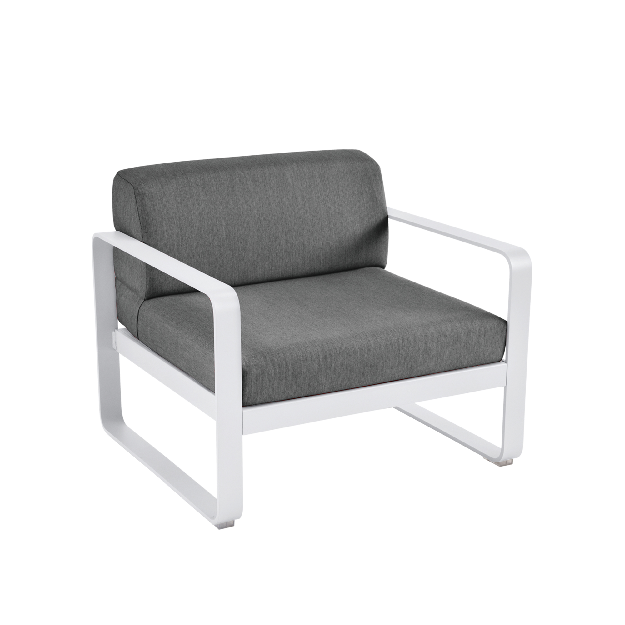 Fermob - Bellevie Armchair Graphite Grey Cushions, Cotton White - Fåtöljer utomhus - Pagnon & Pelhaître - Vit - Metall/Plast | Utemöbler - Loungemöbler - Fåtöljer Utomhus | Möbelexperten
