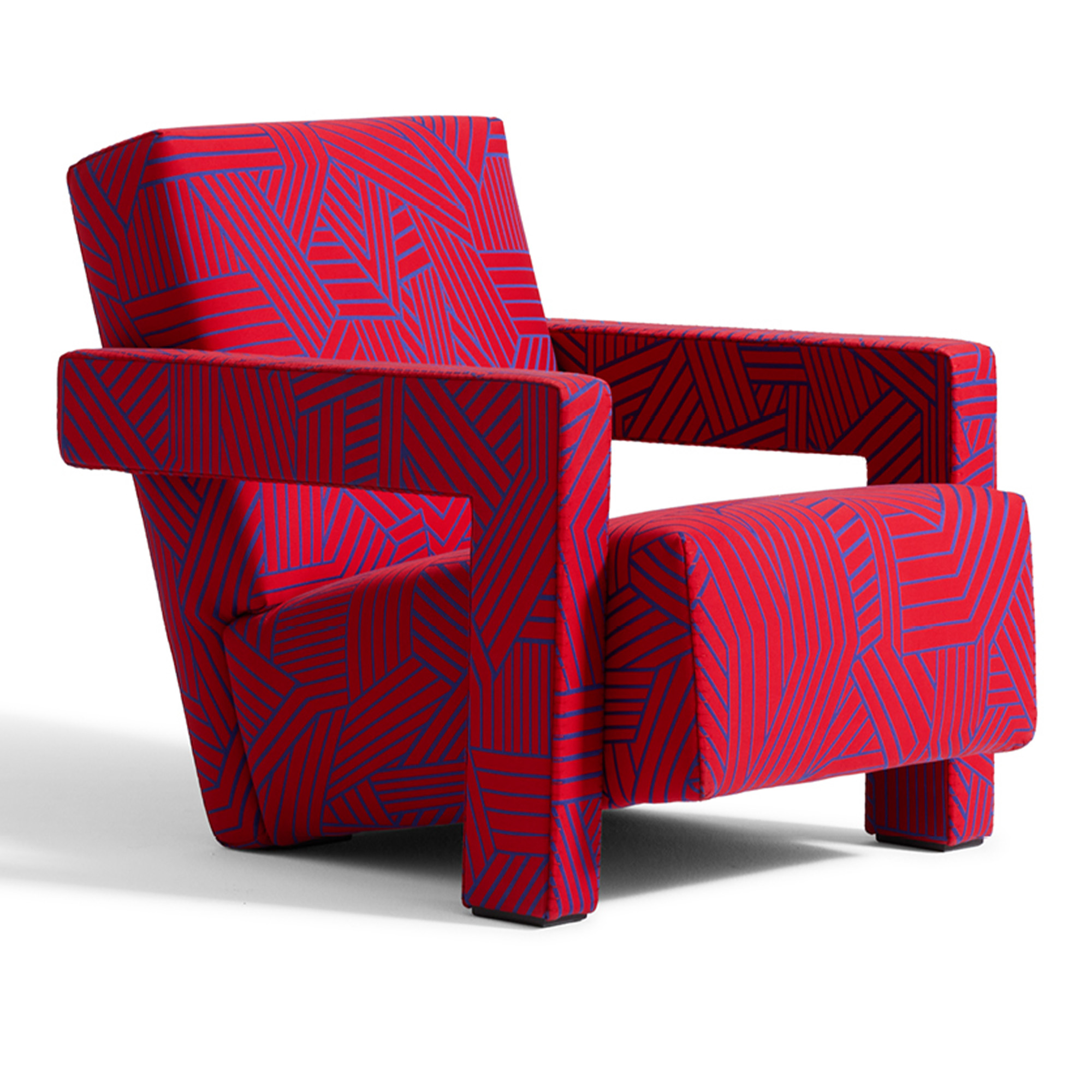 Cassina - 637 Utrecht Limited Edition - Blue on Red - Fåtöljer - Gerrit Rietveld - Flerfärgad - Bomull/Metall/Syntetiskt
