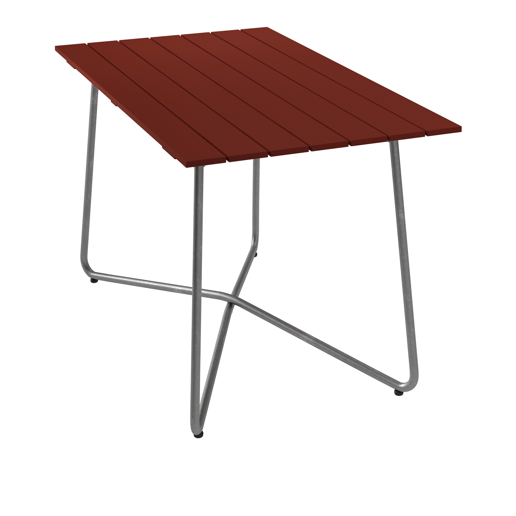 grythyttan stålmöbler - table b25a 120 dark red oak with hot galvanized steel base - matbord utomhus - träfärgad - metall/trä
