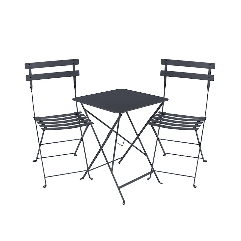 Bistro matgrupp bord 57cm & 2 metall stolar