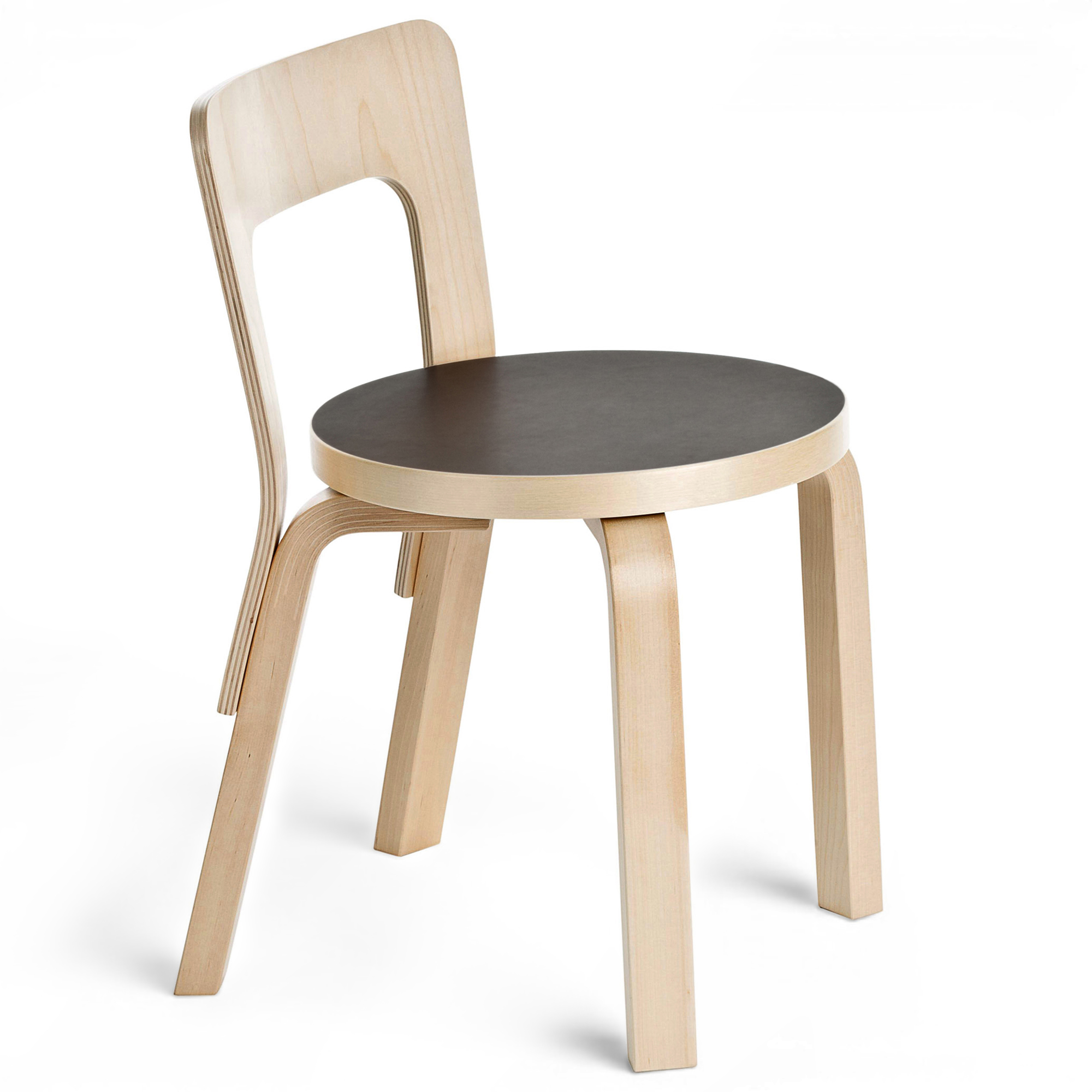 Artek - Barnstol N65, Svart linoleum - Barnstolar - Alvar Aalto - Svart - Trä | Möbler - Barnmöbler - Barnstolar | Möbelexperten
