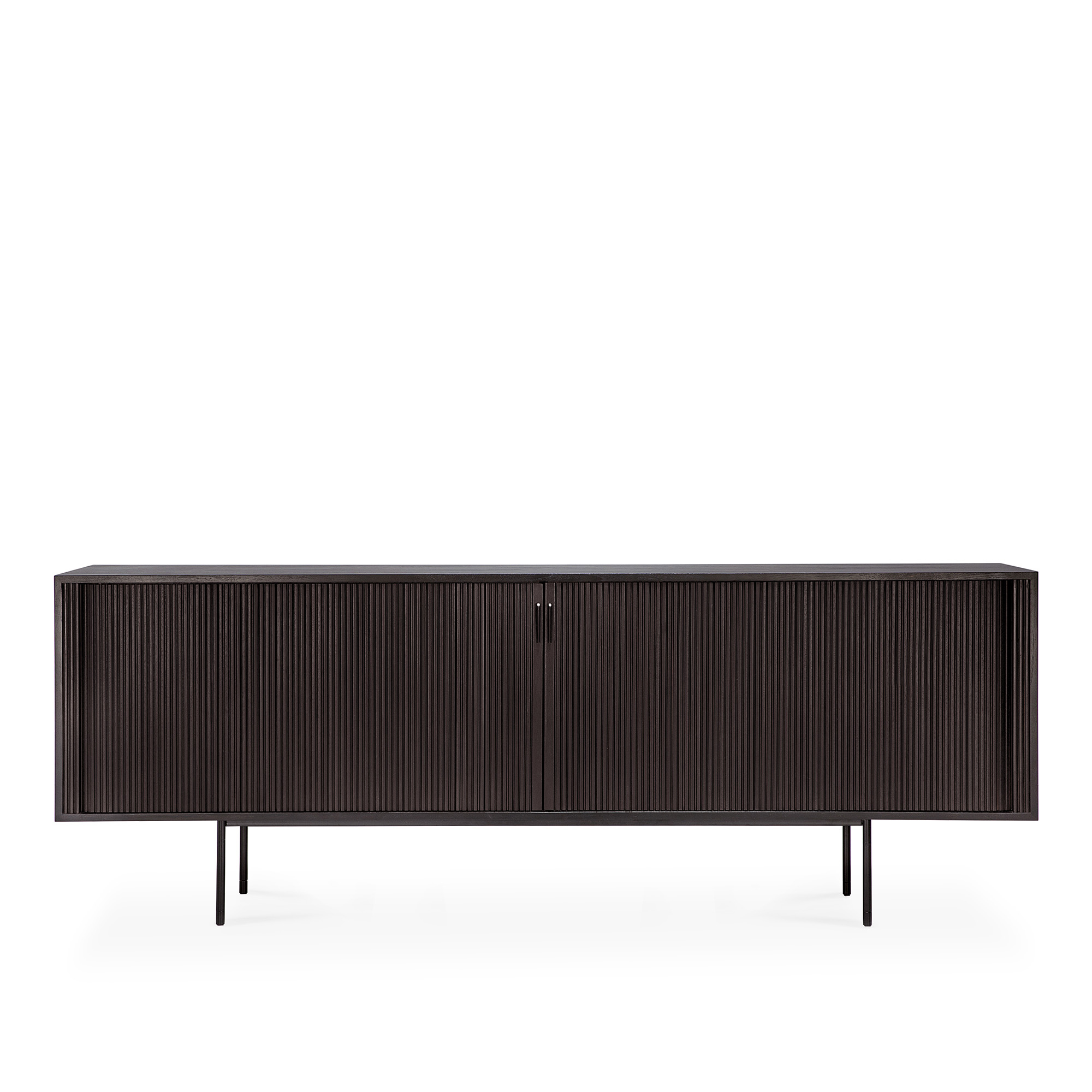 Ethnicraft - Roller Max Sideboard - Varnished Teak - Off Black - 2 Sliding Doors 224 cm - Skänkar och sideboards - Alain Van Havre - Svart - Trä | Möbler - Förvaring Och Hyllor - Skänkar Och Sideboards | Möbelexperten