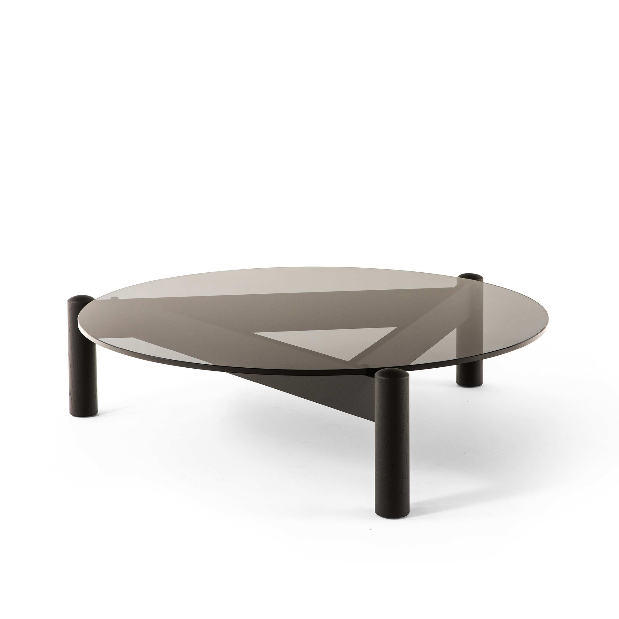 Cassina - 535 Table A Plateau Interchangeable Ø102, Smoked Anthracite Glass - Sofabord - Charlotte Perriand - Svart - Glass/Tre