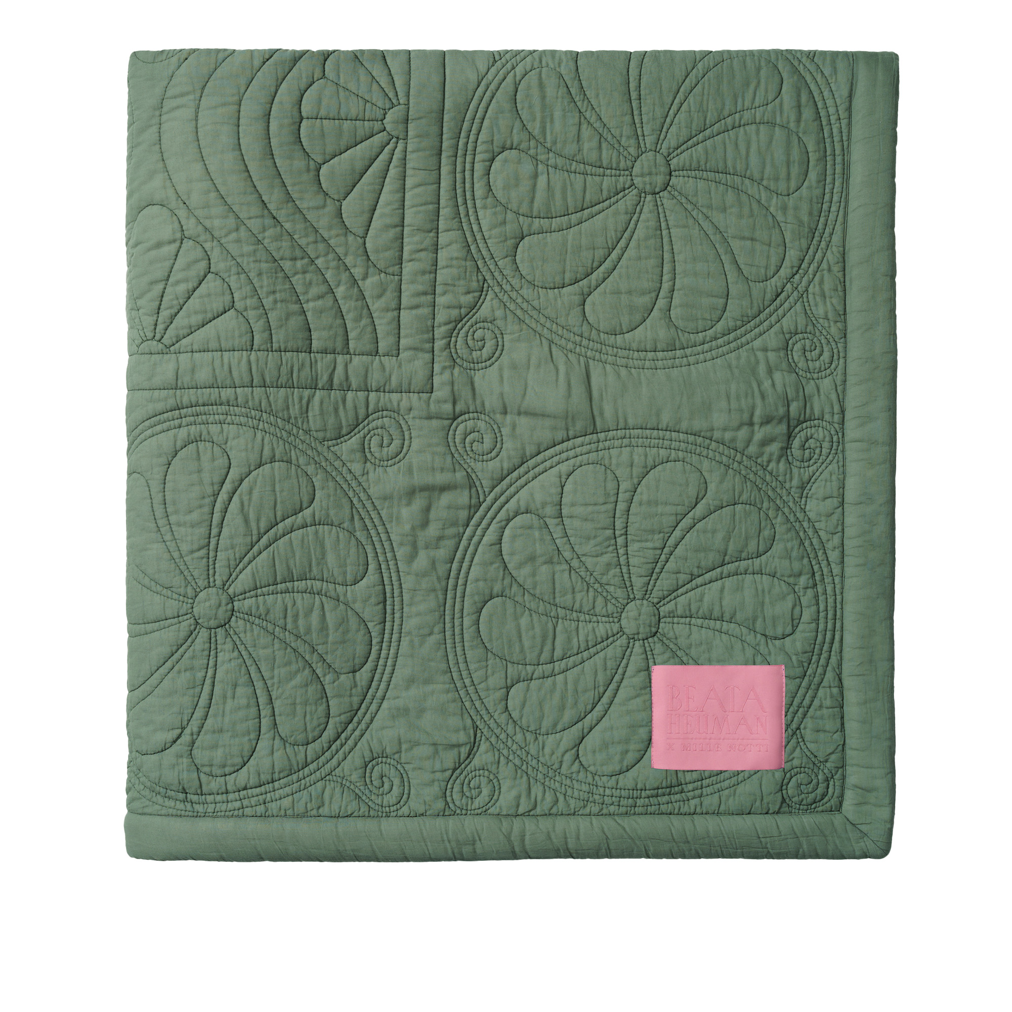 Mille Notti - Durham Bedspread Green/Pink 180x260 - Sengetepper - Beata Heuman - Grønn