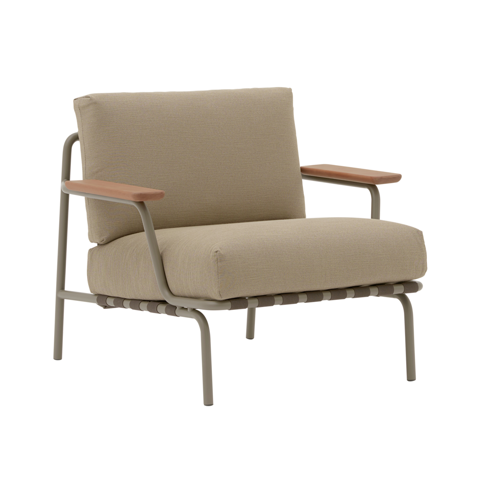 Muuto - Settle lounge chair ribbed weave 5/taupe - Fåtöljer utomhus - Anderssen & Voll - Beige - Metall | Utemöbler - Loungemöbler - Fåtöljer Utomhus | Möbelexperten