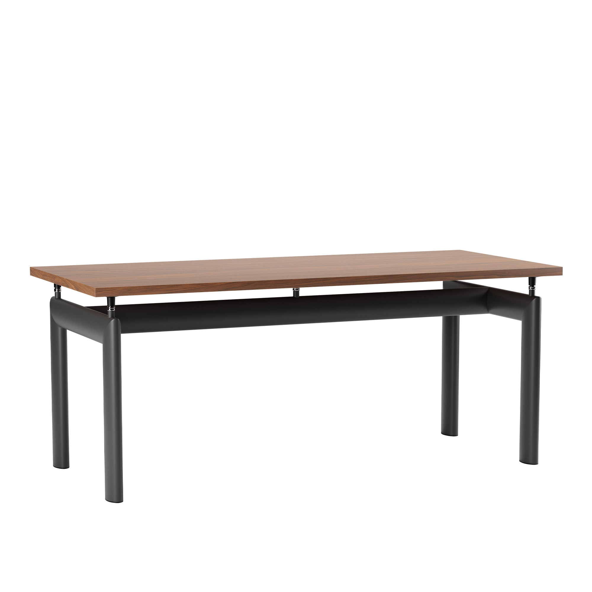 Cassina - LC6 Table, Grey Enamel Steel Base, American Walnut, 170 X 75 cm - Matbord - designer_charlotte_perriand,designer_le_corbusier,designer_pierre_jeanneret - Träfärgad,Grå - Metall/Trä