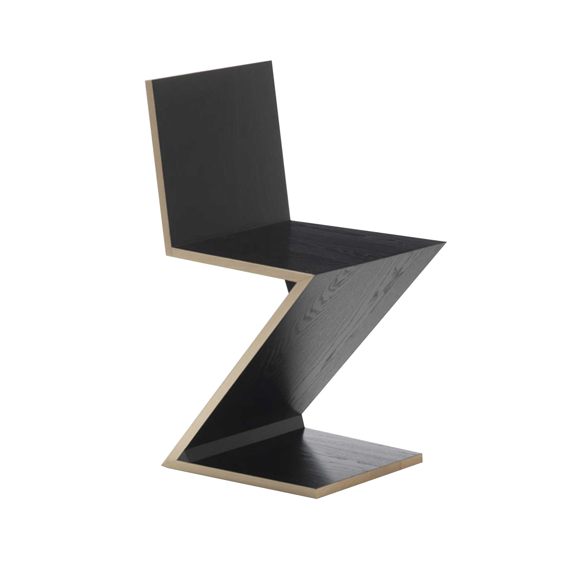 Cassina - 280 Zig-Zag Chair, Ashwood Stained in Black, - Spisestoler - Gerrit Rietveld - Svart - Tre