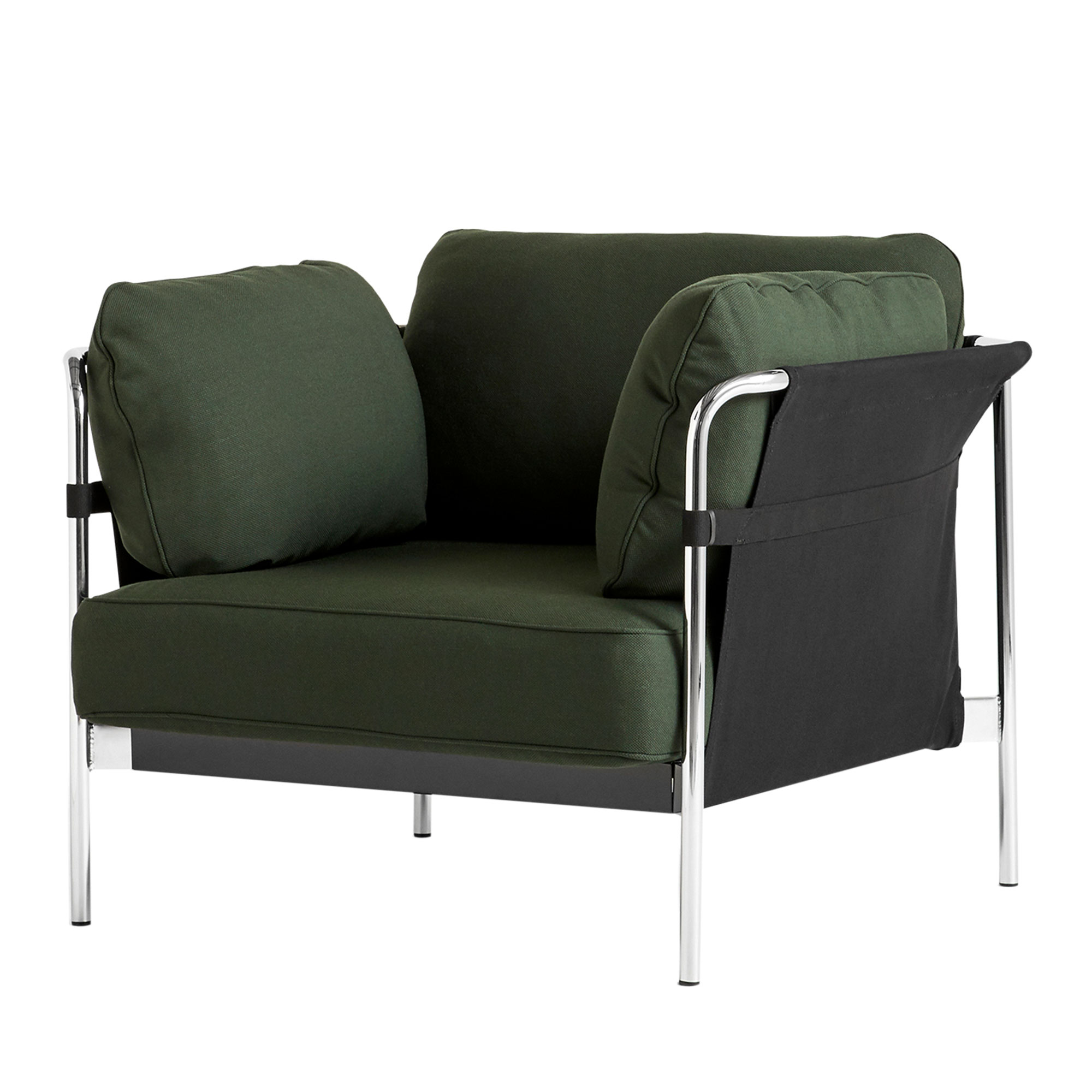 HAY - Can 1 Seater Steelcut 975 / Chrome Base Black Canvas - Fåtöljer - Ronan & Erwan Bouroullec - Silver - Metall/Textilmaterial