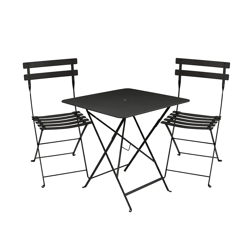 Bistro matgrupp bord 71cm & 2 metall stolar