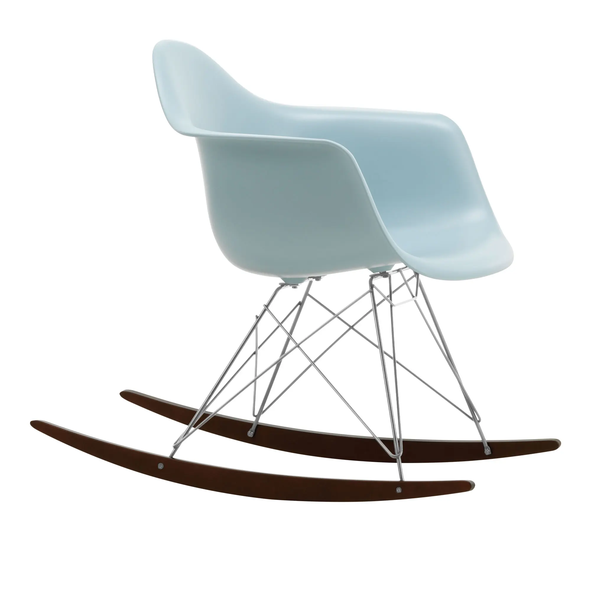 Eames RE Plastic Armchair RAR gyngestol Chrome/Dark Maple