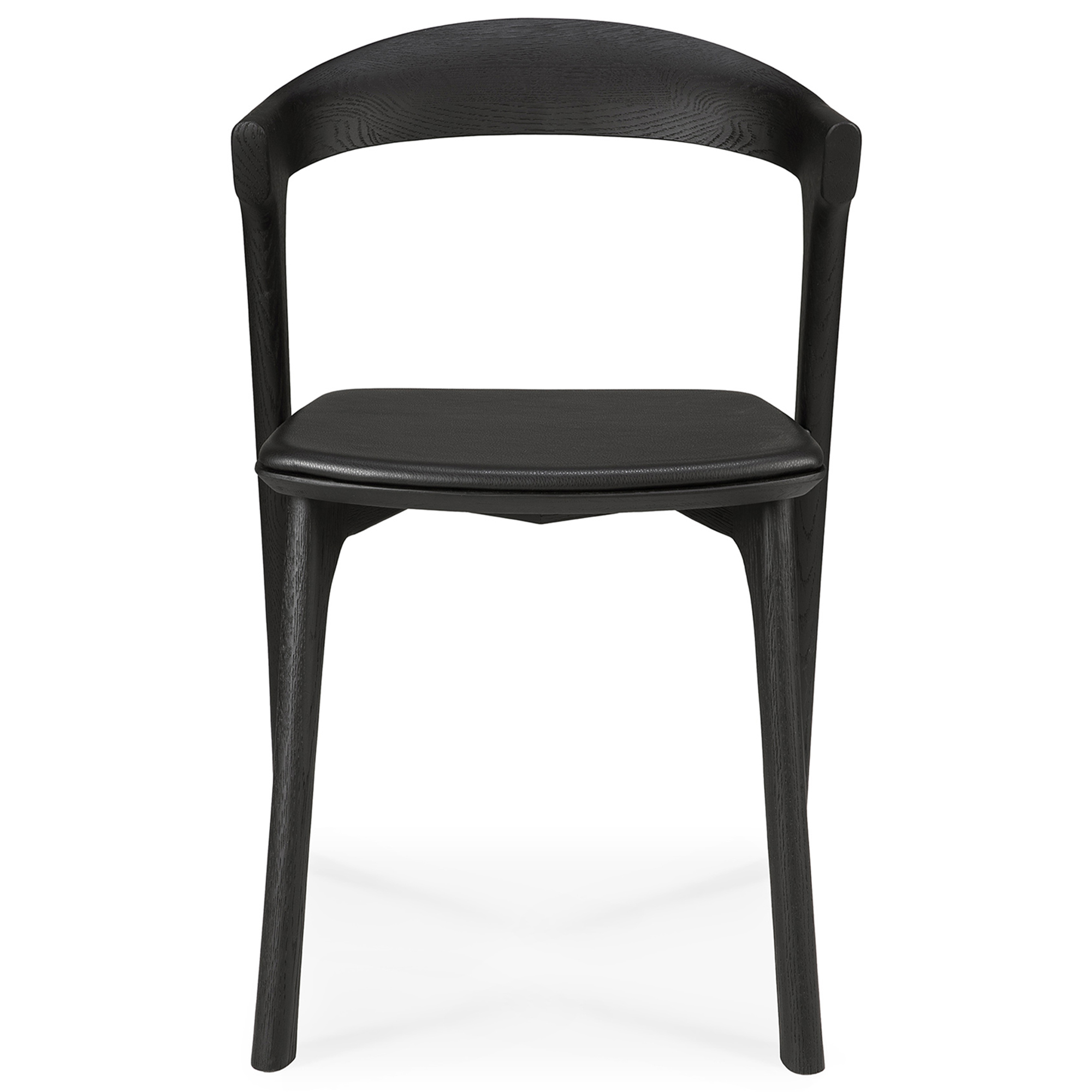 Ethnicraft - Bok Dining Chair Black Oak Upholstered Black Leather - Matstolar - Alain Van Havre - Svart - Läder/Trä | Möbler - Stolar Och Pallar - Matstolar | Möbelexperten