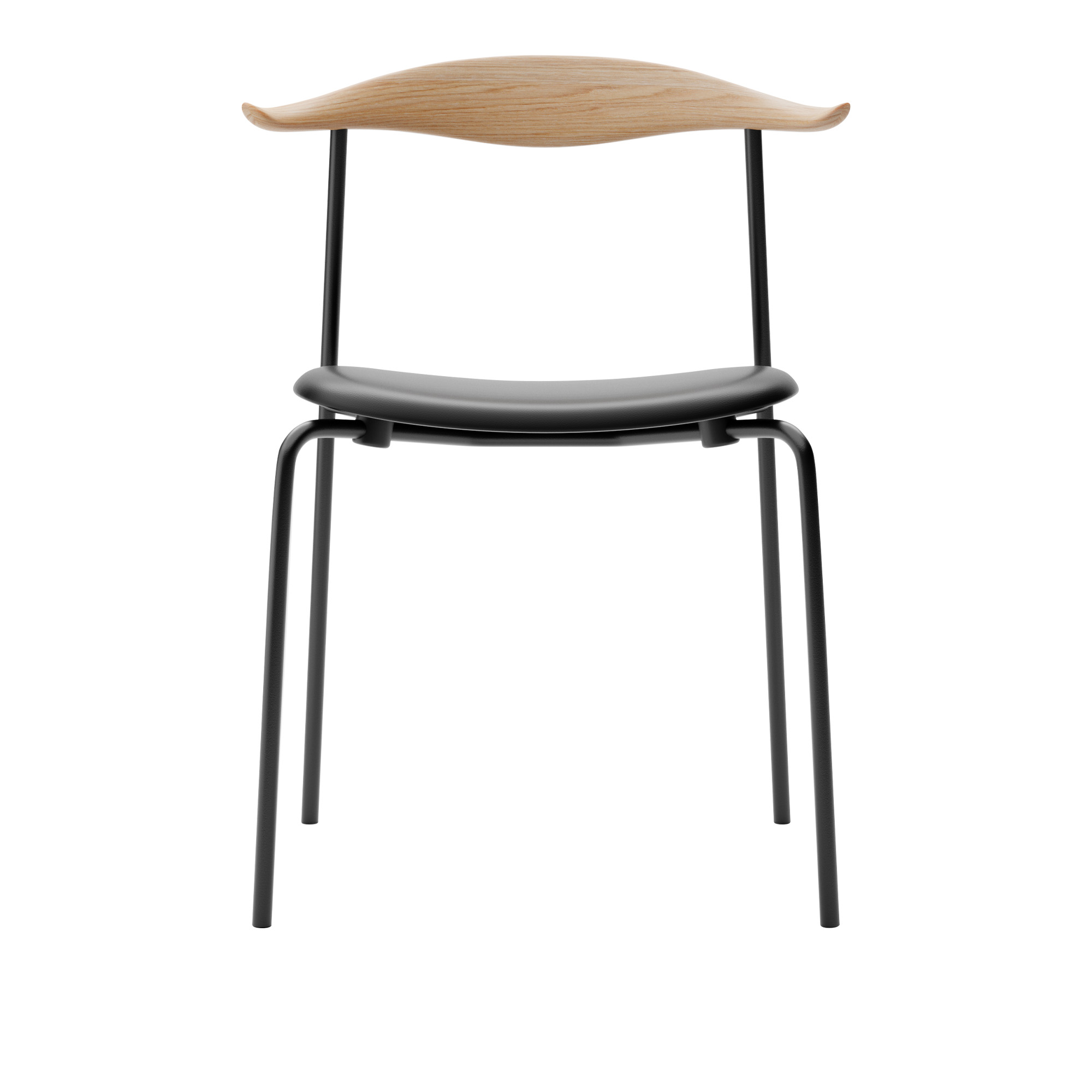 Carl Hansen - CH88P - Svart stål, Ek, Oljad, Lädergrupp B Thor - 301 - Matstolar - Hans J. Wegner - Svart - Läder/Trä