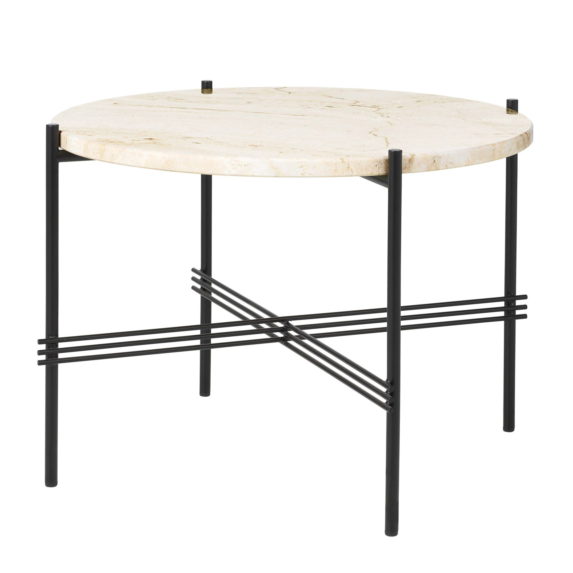 Gubi - TS Coffee Table Ø55 cm White Travertine - Soffbord - GamFratesi - Vit - Metall/Sten