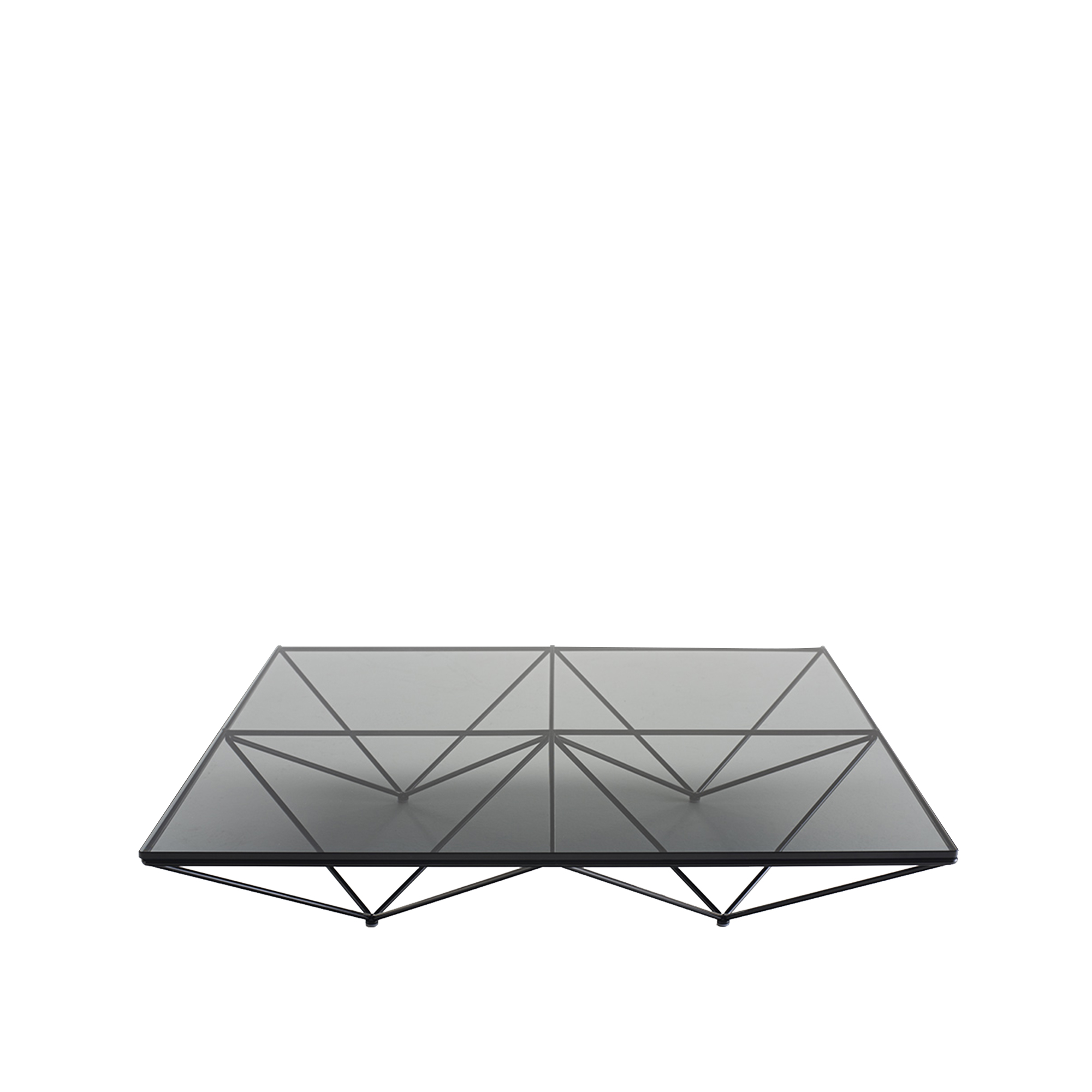 B&B Italia - Alanda Square Small Table, Smoky Glass, Length 120 cm - Sofabord - Paolo Piva - Gjennomsiktig,Svart - Glass/Metall