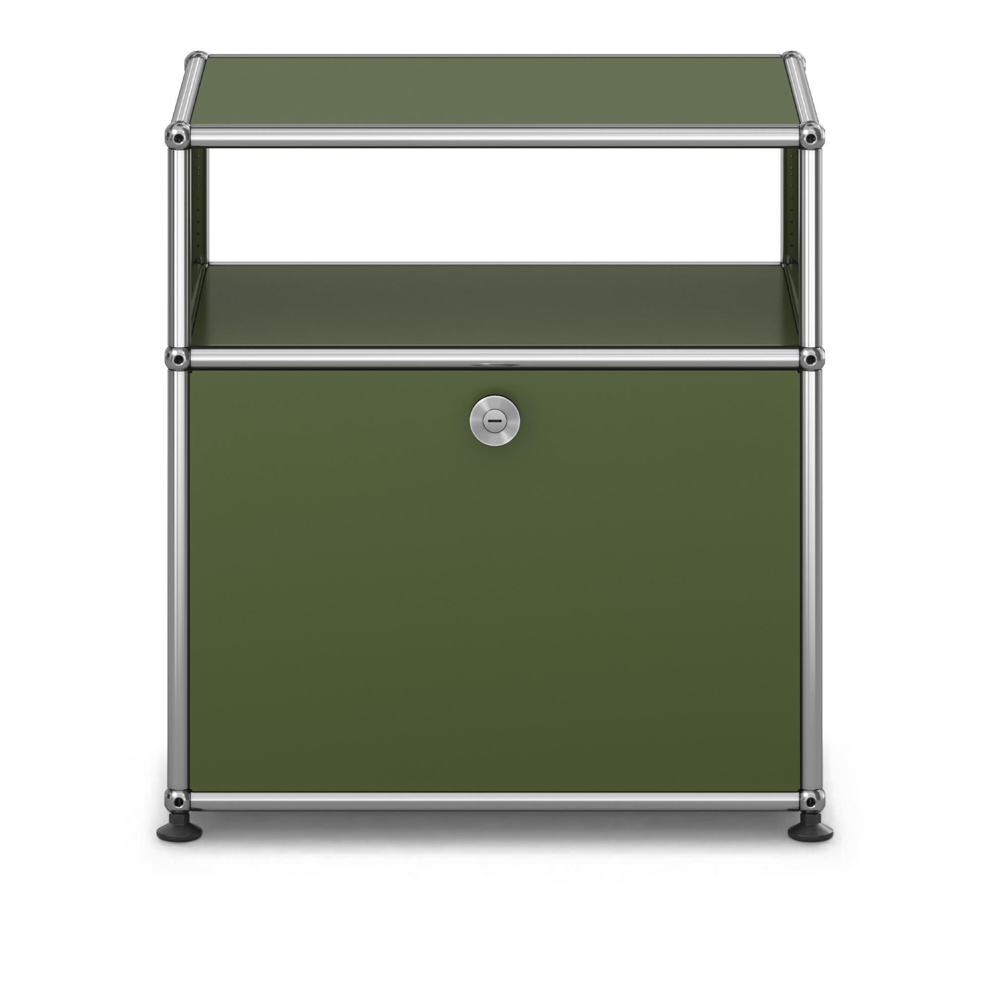 USM - USM Haller M55 Olive Green - Sängbord - Fritz Haller & Paul Schärer - Grön - Metall | Möbler - Bord - Sängbord | Möbelexperten