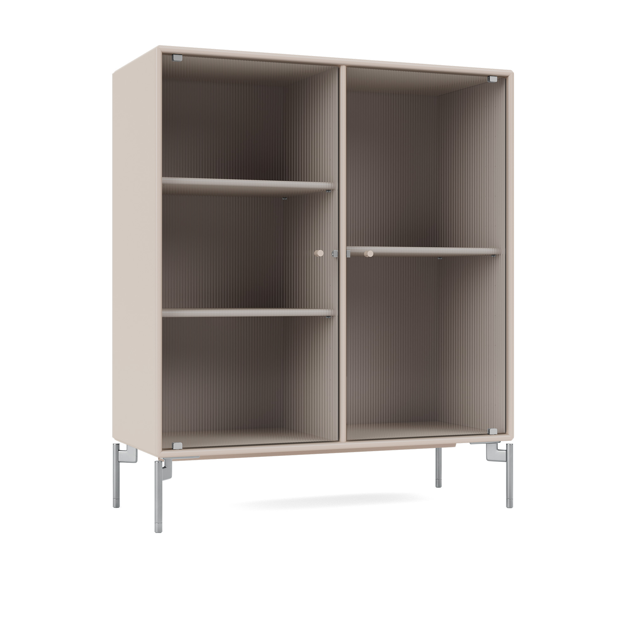 montana - ripple ii – vitrine cabinet 168-clay matt chrome - skåp och vitrinskåp - peter j. lassen - beige - trä