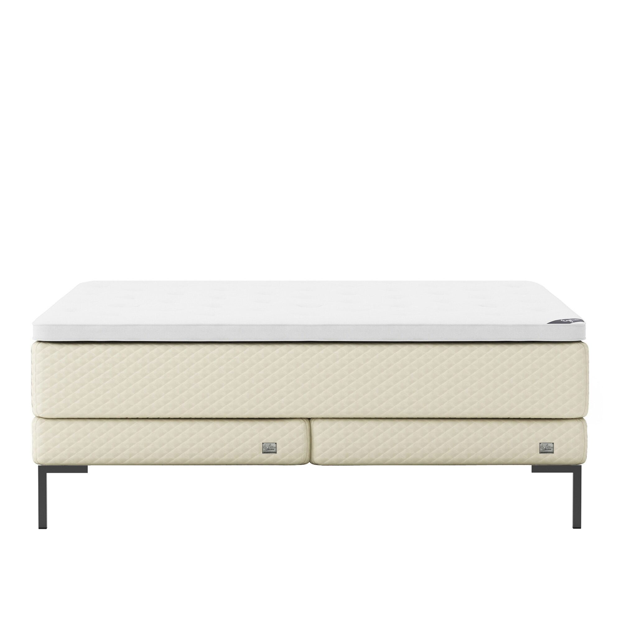 englesson - impression kontinental low frame medium 210wx200l pearl dubbelsäng, sängben metall svarta 19 cm, bäddmadrass superior - sängar - beige