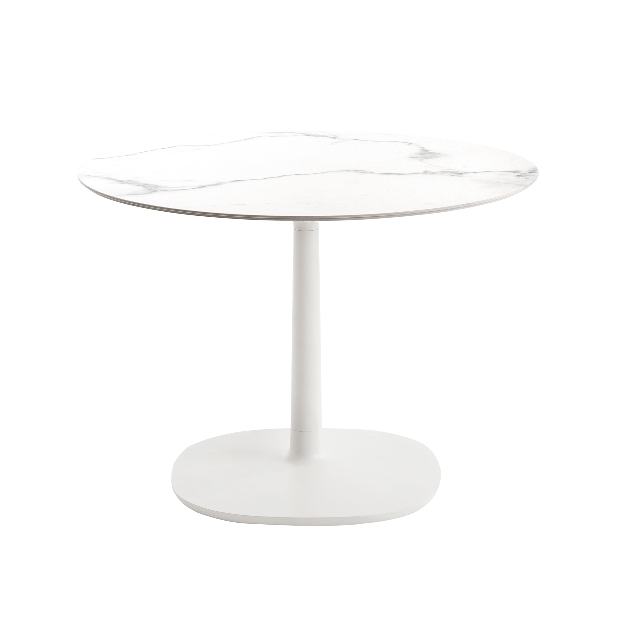 kartell - multiplo 4181 runt bord ø118 med stor kvadratisk bas vit marmor - matbord - antonio citterio - vit - naturmaterial/metall