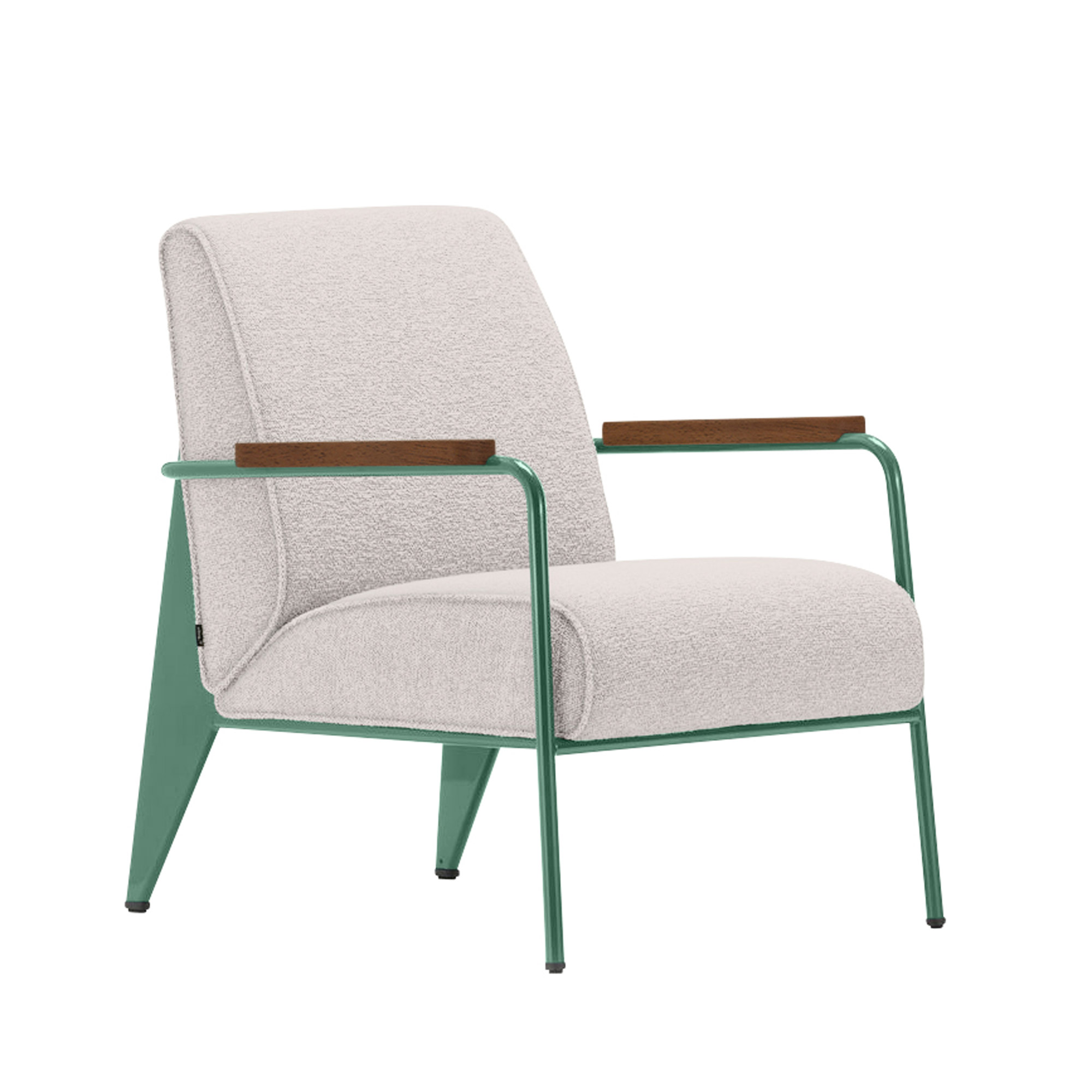 Vitra - Fauteuil de Salon, Walnut, Prouvé Blé Vert, Fabric Cat. F100 Nubia Col. 01 Ivory/Perle - Fåtöljer - Jean Prouvé - Vit - Metall/Trä/Skum