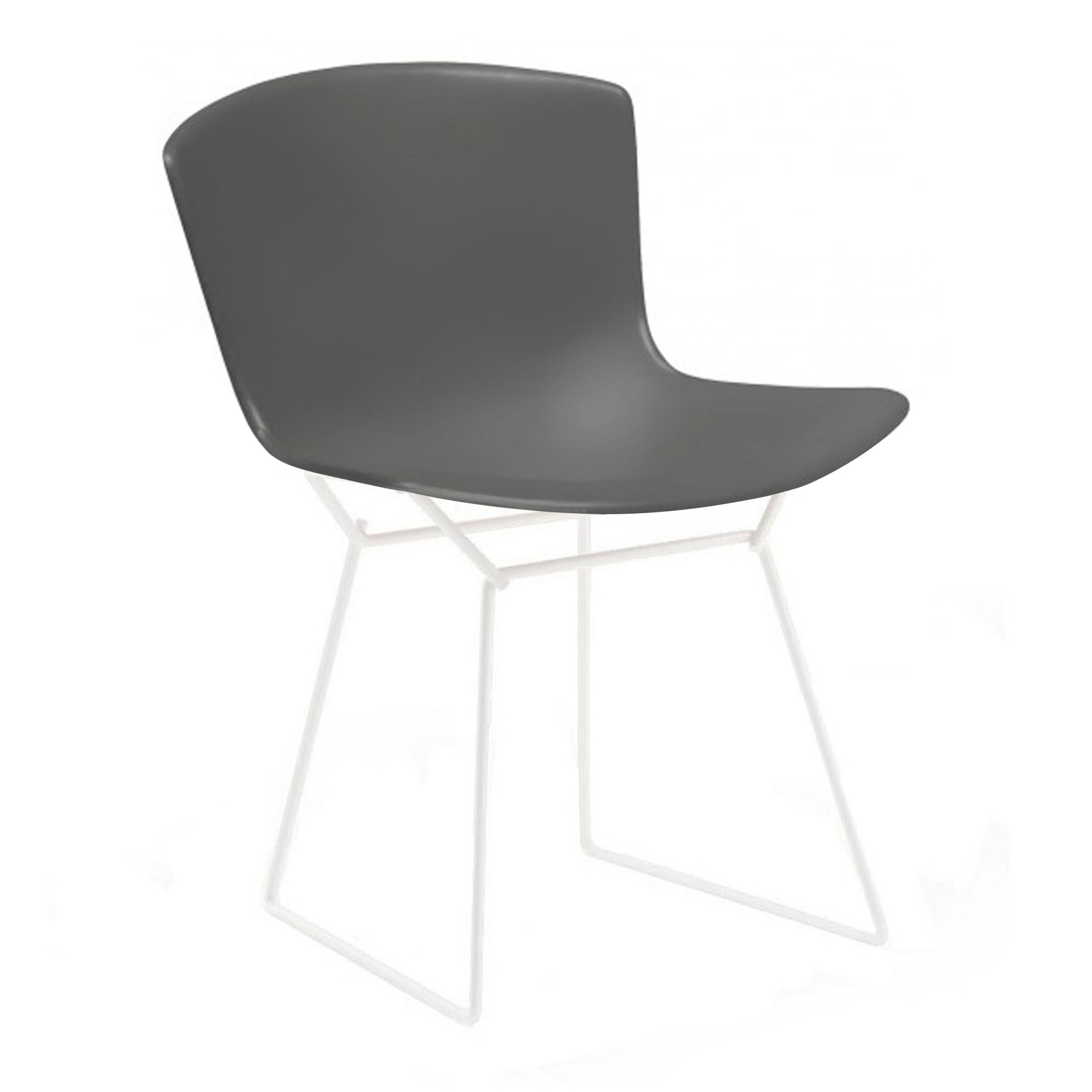 Knoll - Bertoia Plastic Side Chair, Vitt underrede, Grå sits - Matstolar - Harry Bertoia - Grå - Metall/Plast